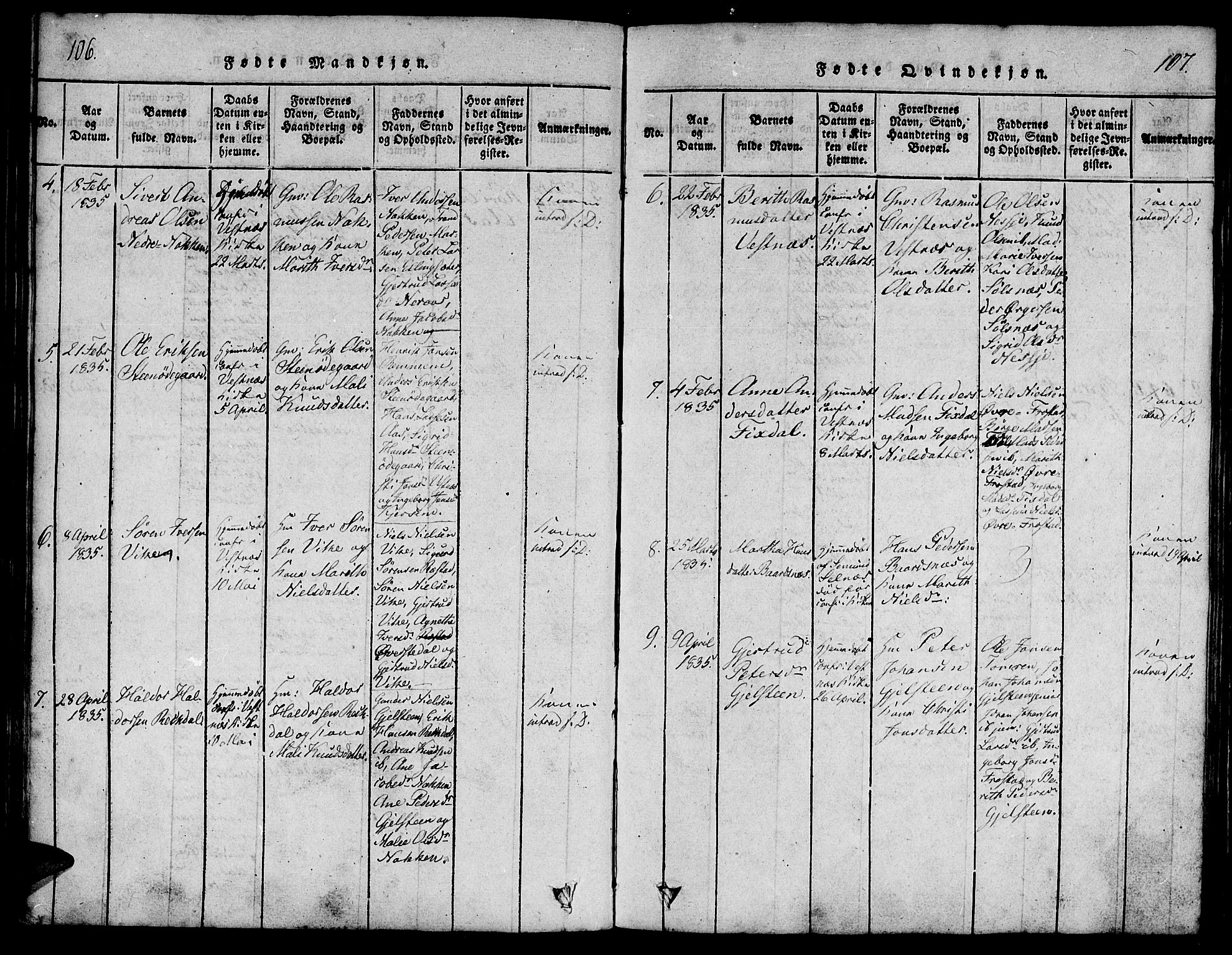 Ministerialprotokoller, klokkerbøker og fødselsregistre - Møre og Romsdal, AV/SAT-A-1454/539/L0528: Parish register (official) no. 539A01, 1818-1847, p. 106-107