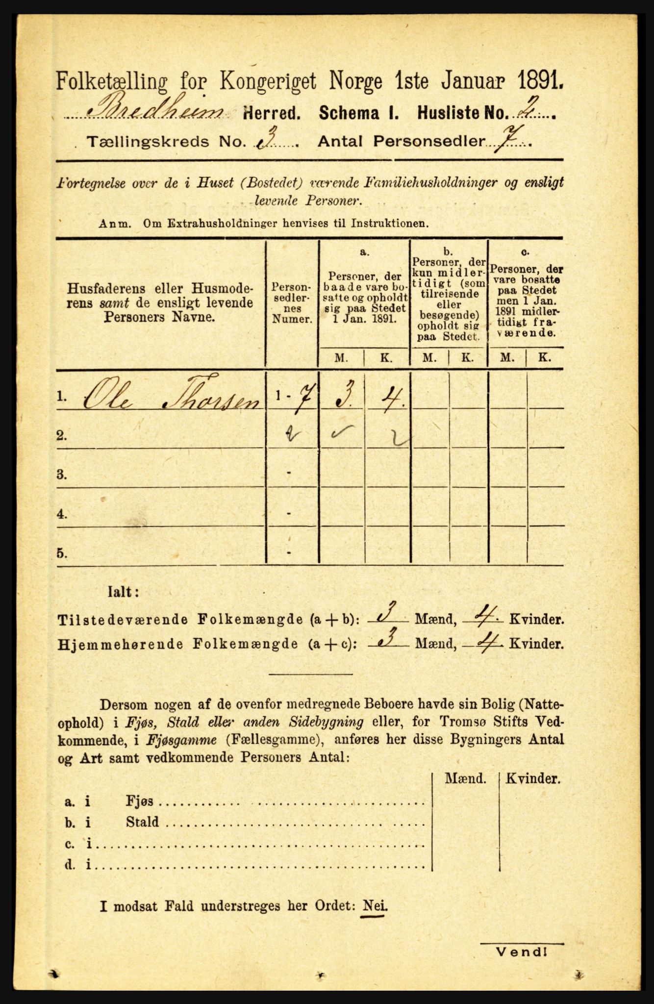 RA, 1891 census for 1446 Breim, 1891, p. 821