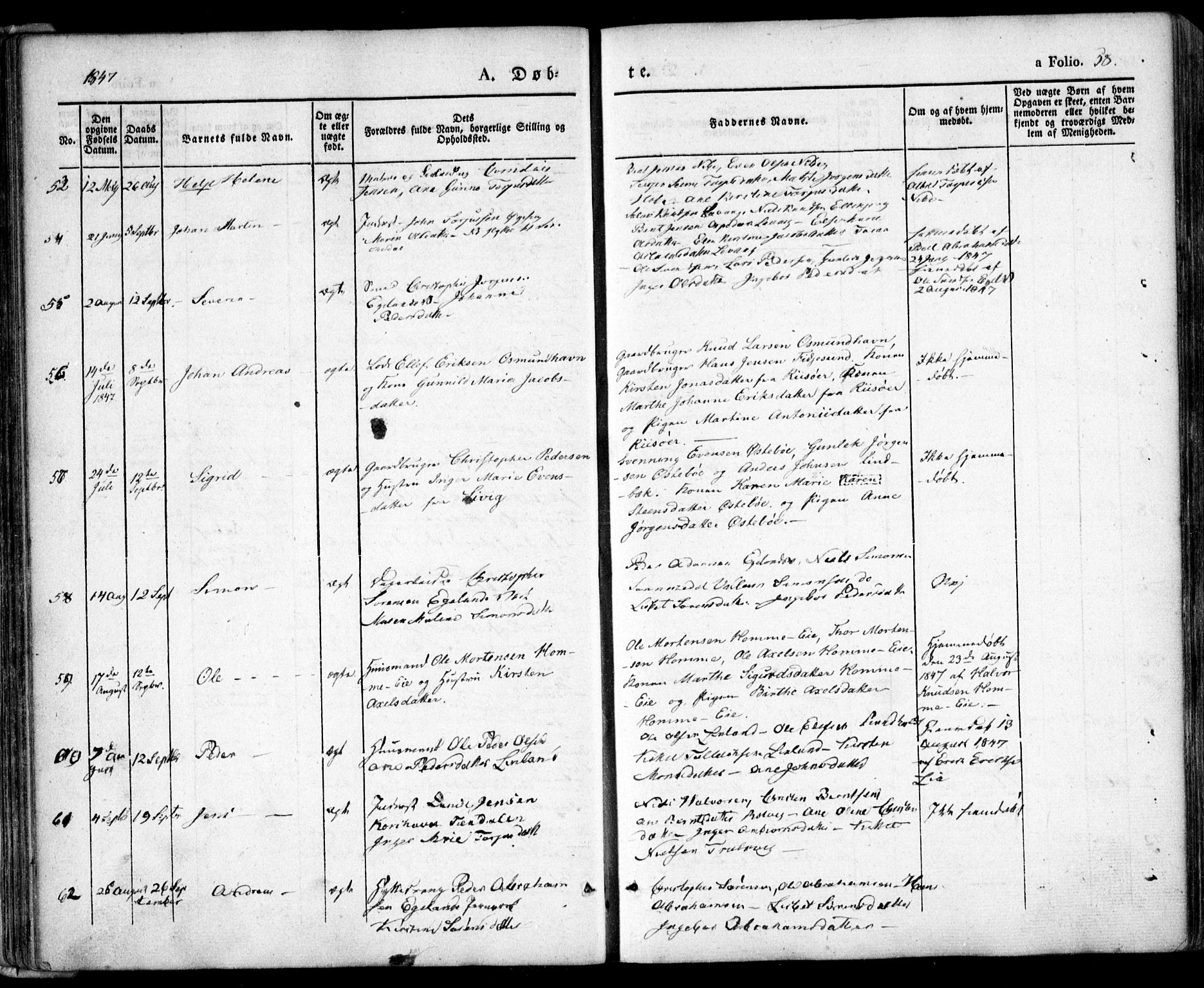 Søndeled sokneprestkontor, SAK/1111-0038/F/Fa/L0002: Parish register (official) no. A 2, 1839-1860, p. 58