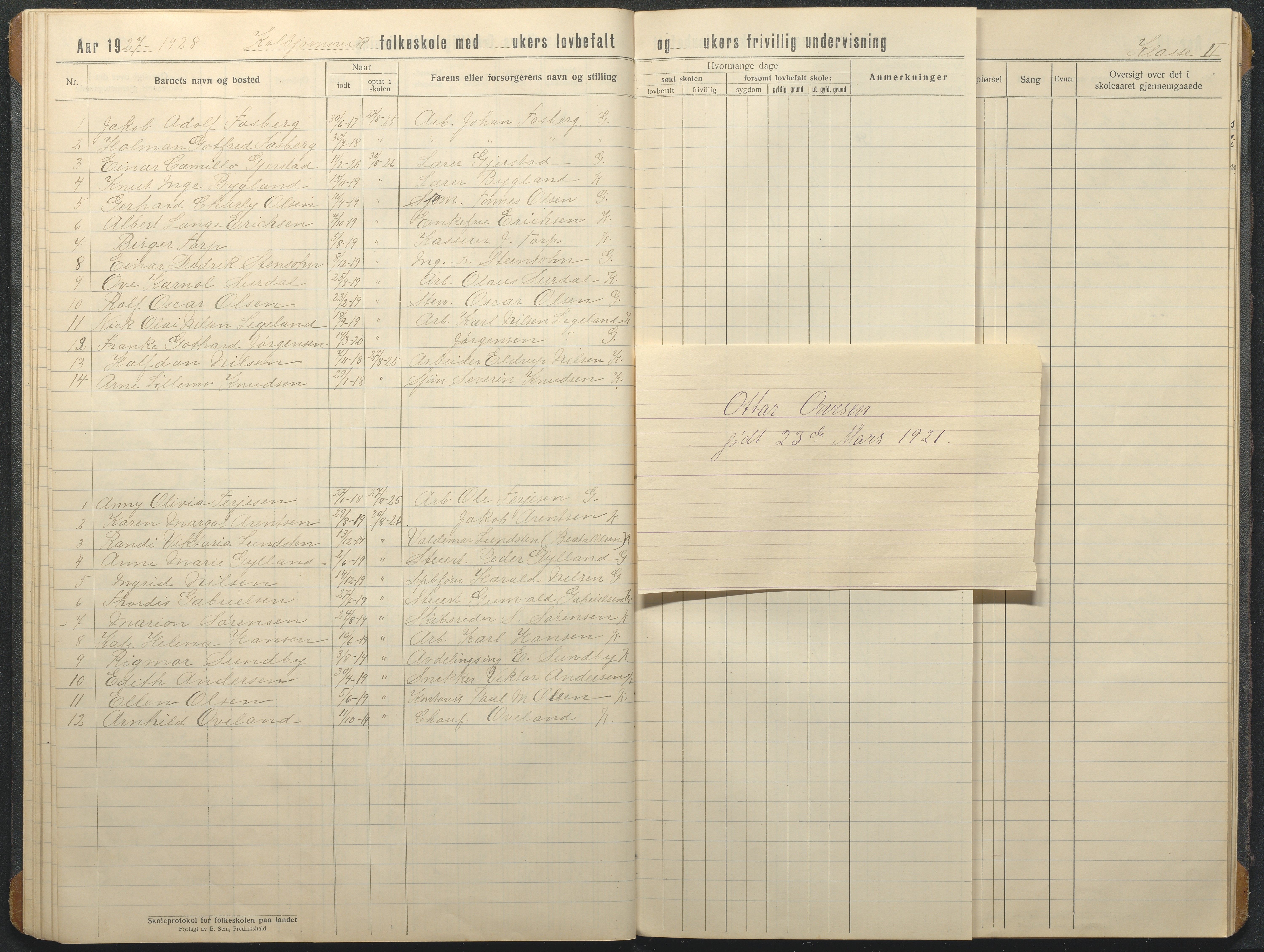 Hisøy kommune frem til 1991, AAKS/KA0922-PK/32/L0020: Skoleprotokoll, 1920-1931