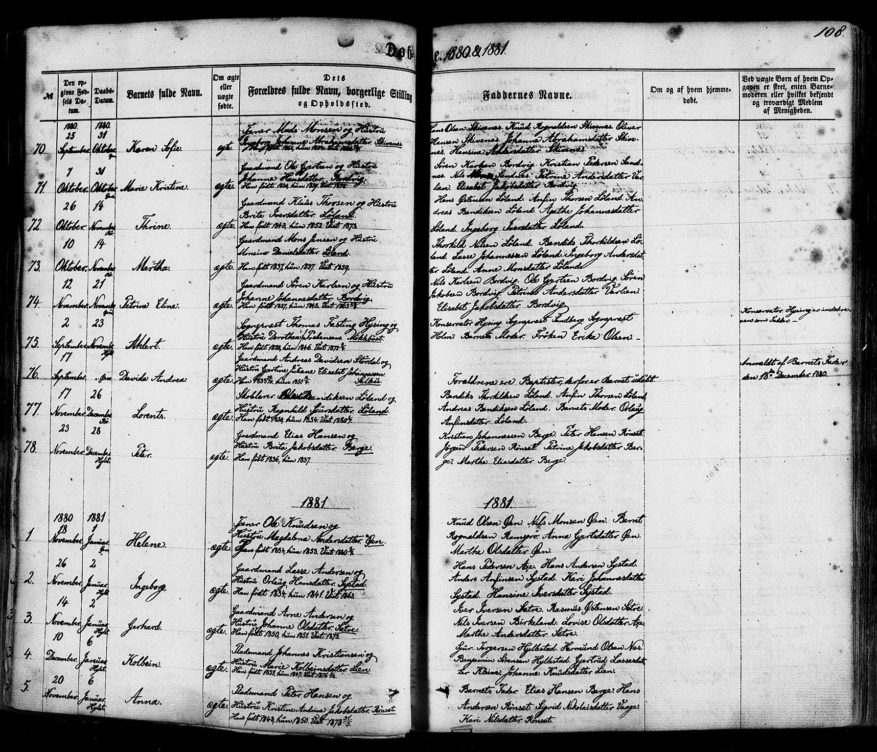 Hyllestad sokneprestembete, SAB/A-80401: Parish register (official) no. A 1, 1861-1886, p. 108