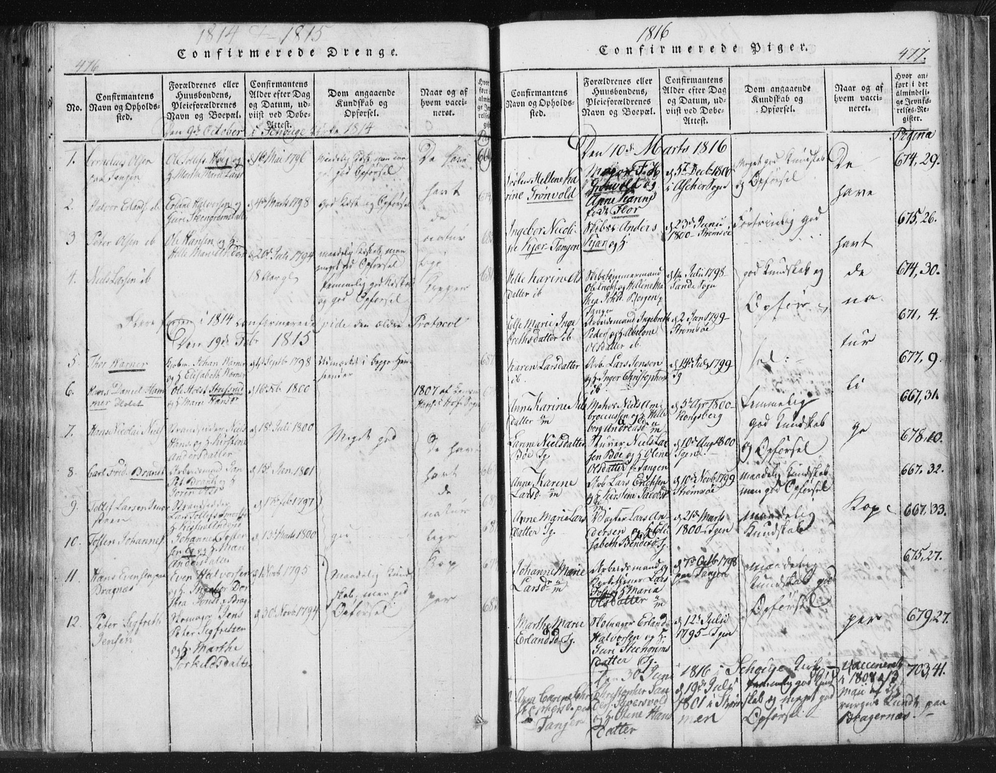 Strømsø kirkebøker, SAKO/A-246/F/Fb/L0004: Parish register (official) no. II 4, 1814-1843, p. 476-477