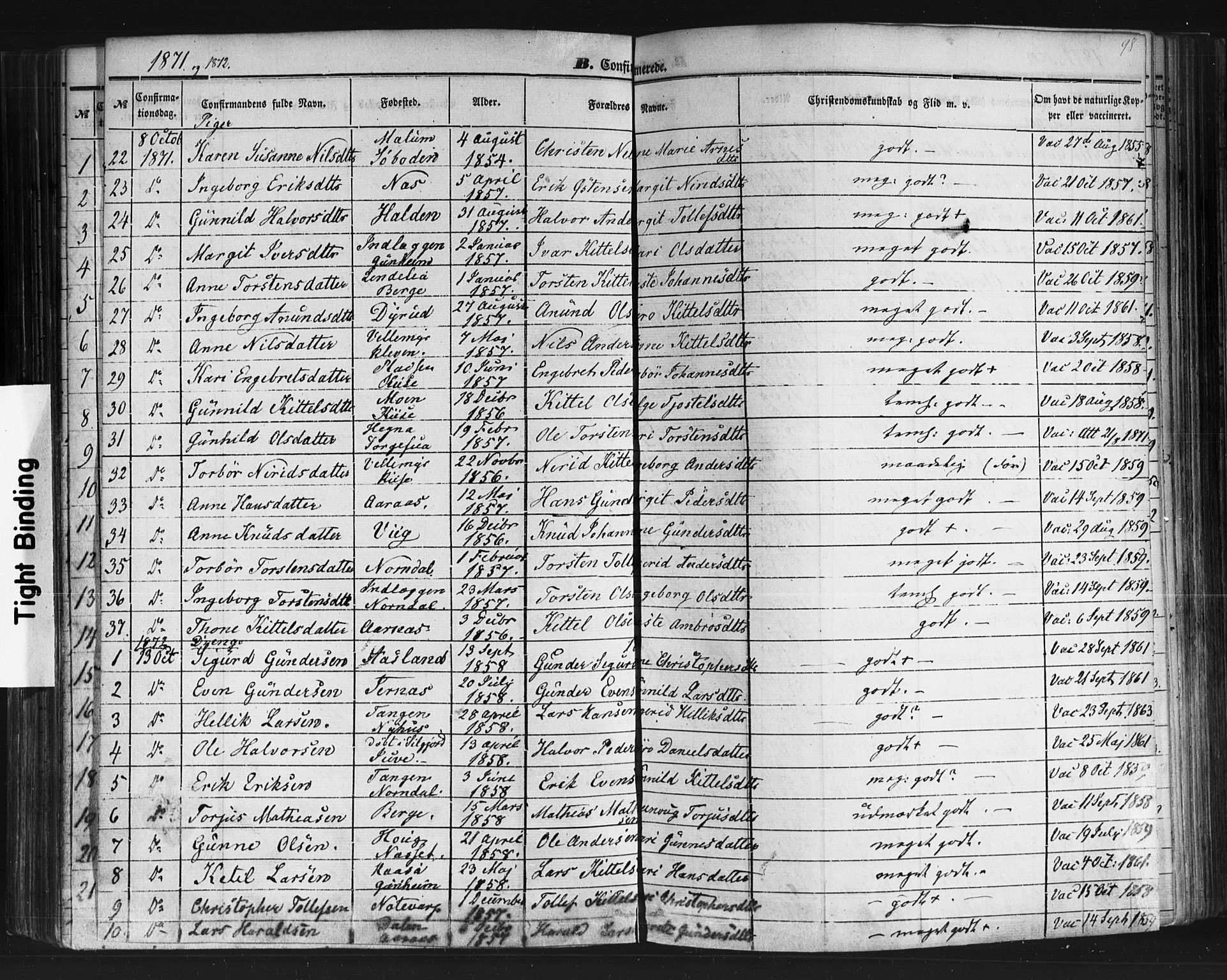 Sauherad kirkebøker, SAKO/A-298/F/Fb/L0001: Parish register (official) no. II 1, 1851-1877, p. 98