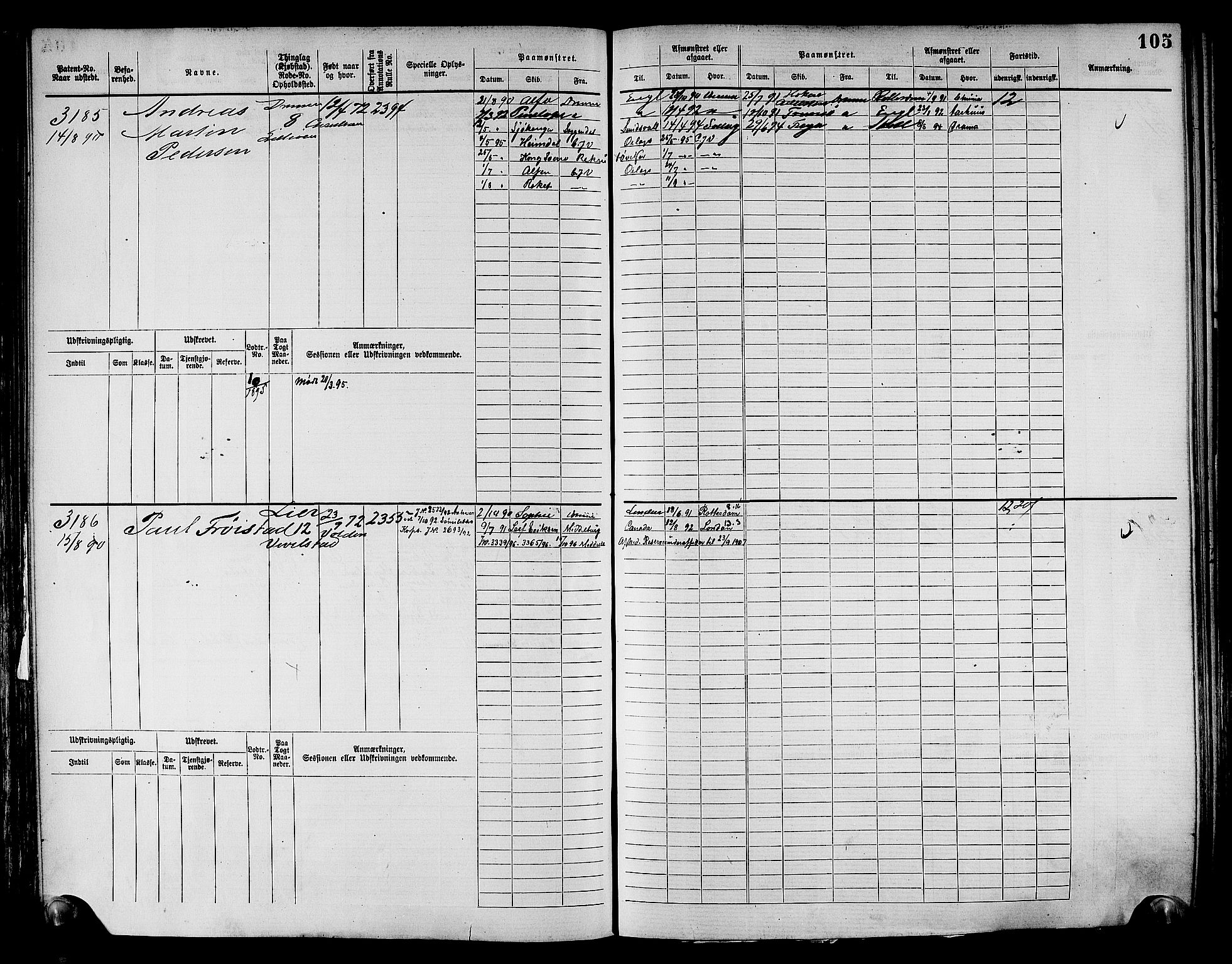 Drammen innrulleringsdistrikt, AV/SAKO-A-781/F/Fc/L0004: Hovedrulle, 1885, p. 110