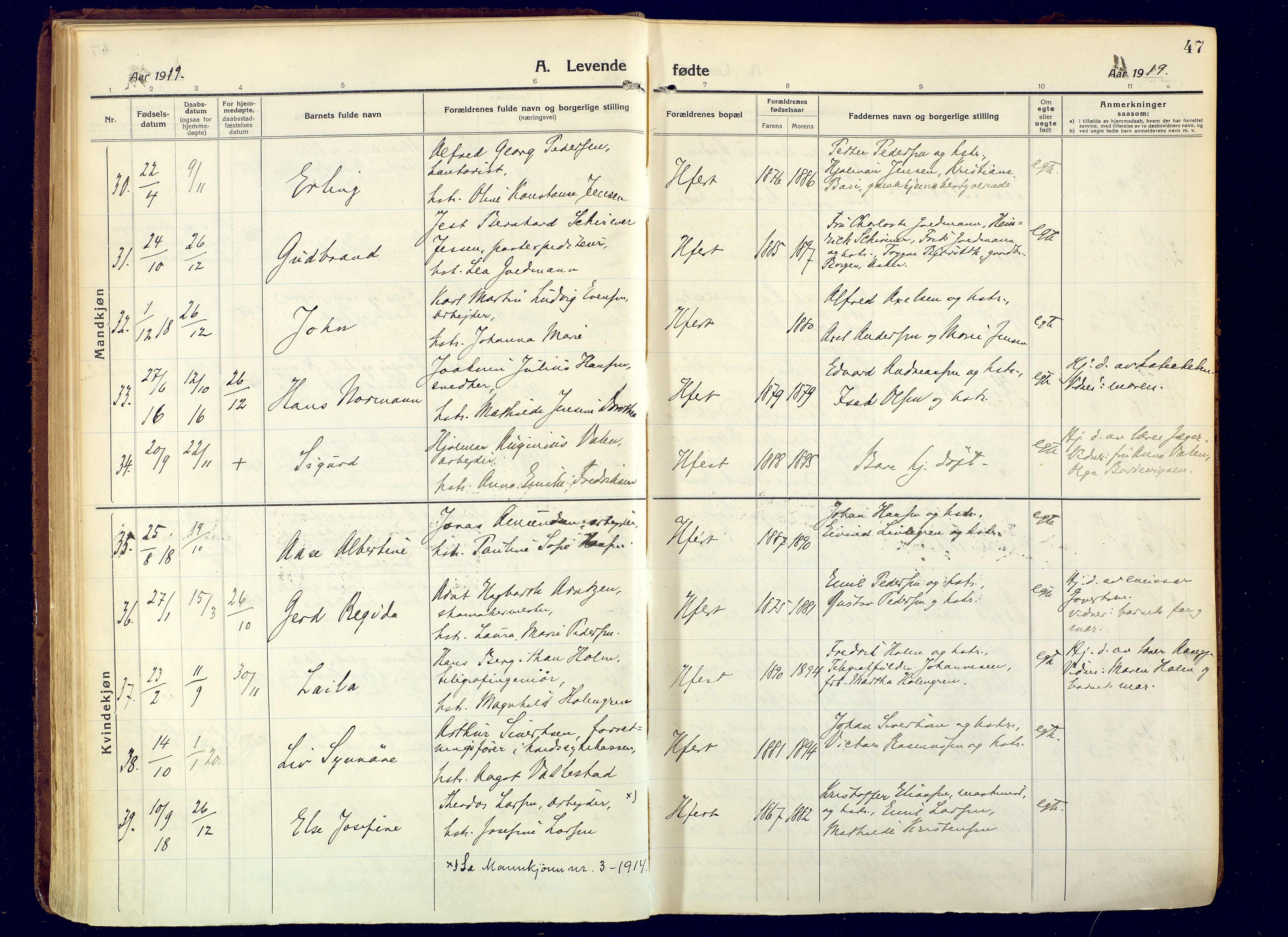Hammerfest sokneprestkontor, SATØ/S-1347/H/Ha/L0015.kirke: Parish register (official) no. 15, 1916-1923, p. 47
