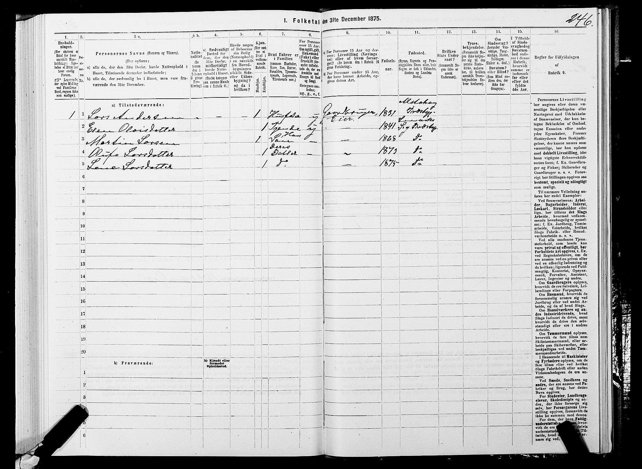 SATØ, 1875 census for 1931P Lenvik, 1875, p. 3246