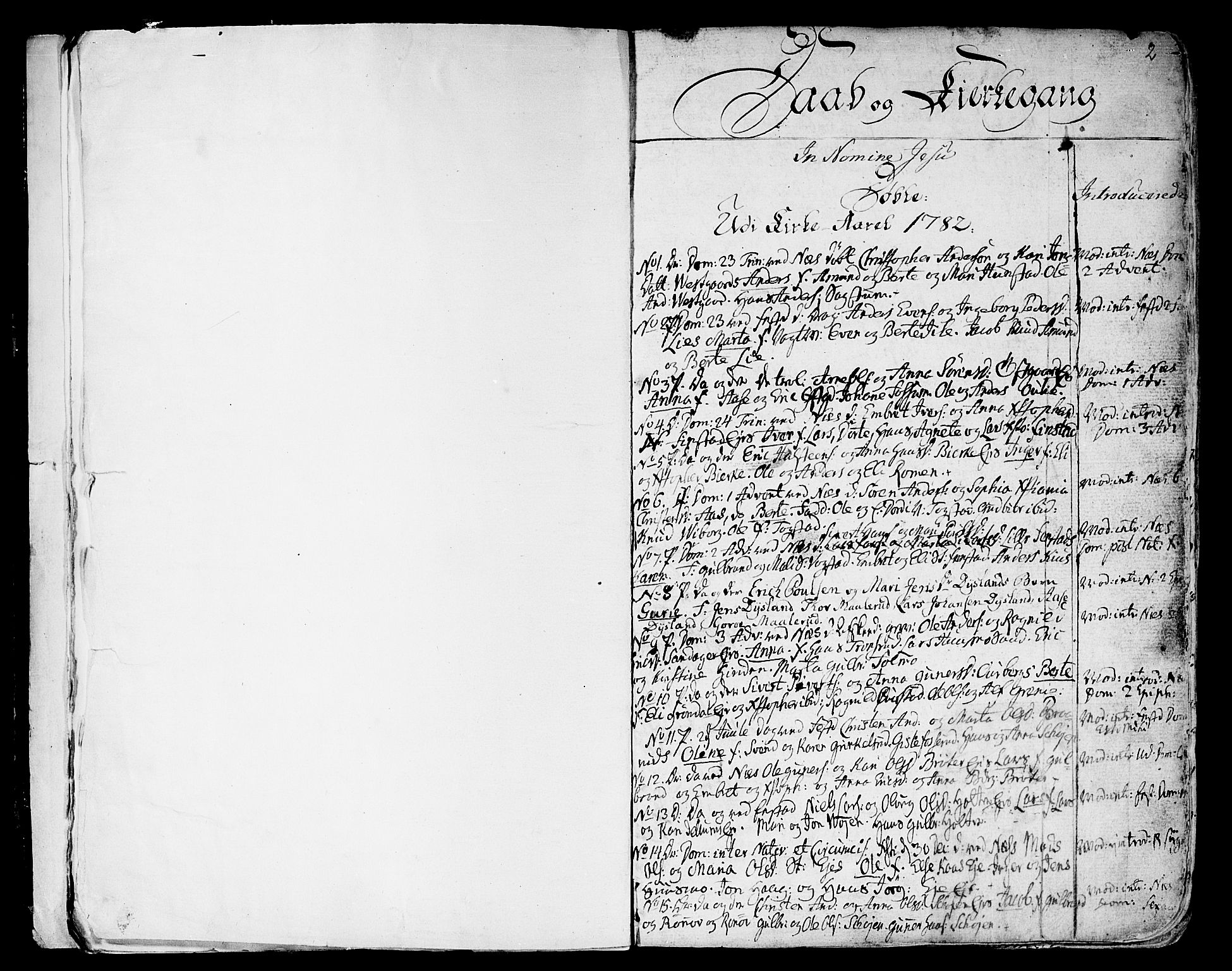 Nes prestekontor Kirkebøker, SAO/A-10410/F/Fa/L0004: Parish register (official) no. I 4, 1781-1816, p. 2