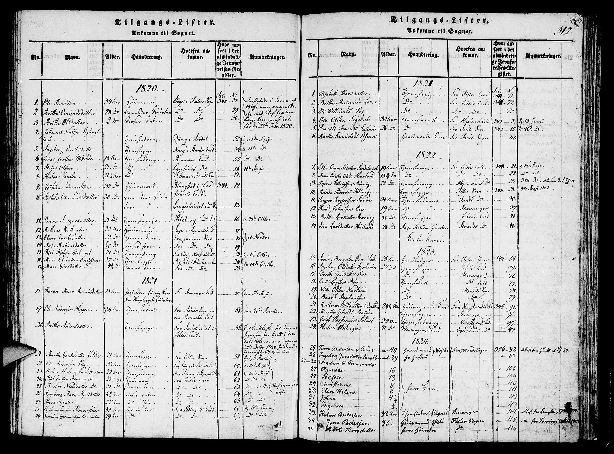 Finnøy sokneprestkontor, AV/SAST-A-101825/H/Ha/Haa/L0006: Parish register (official) no. A 6, 1816-1846, p. 312