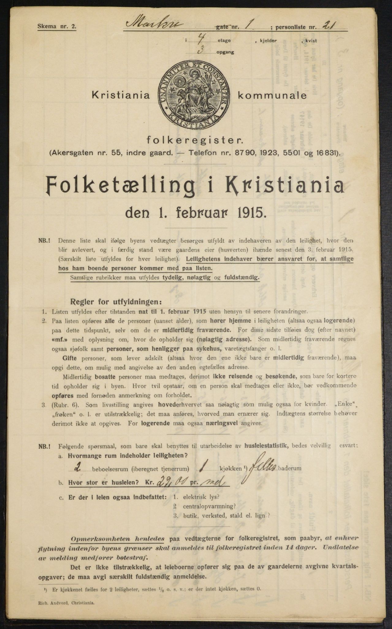 OBA, Municipal Census 1915 for Kristiania, 1915, p. 62333