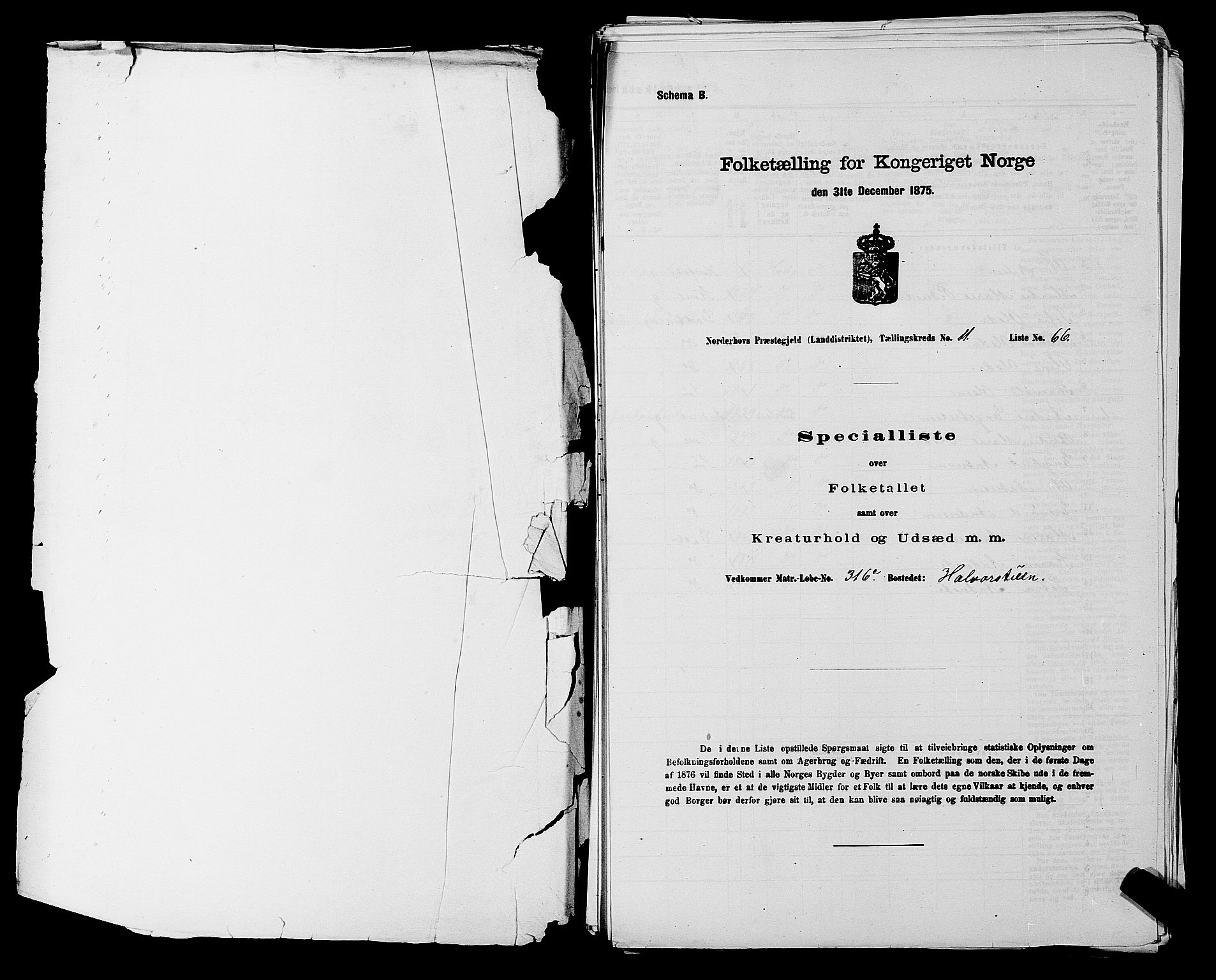 SAKO, 1875 census for 0613L Norderhov/Norderhov, Haug og Lunder, 1875, p. 2059