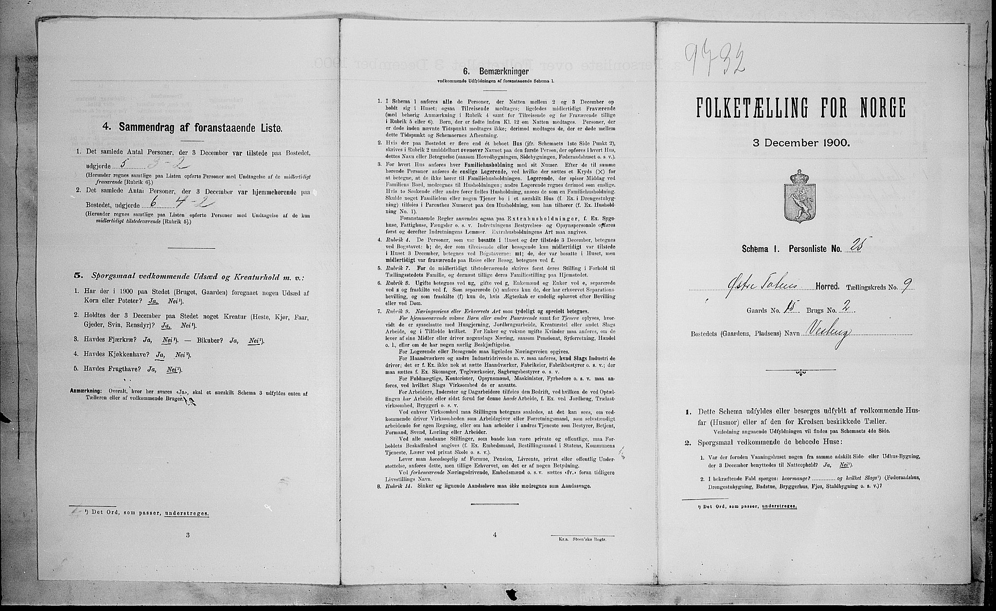SAH, 1900 census for Østre Toten, 1900, p. 2543