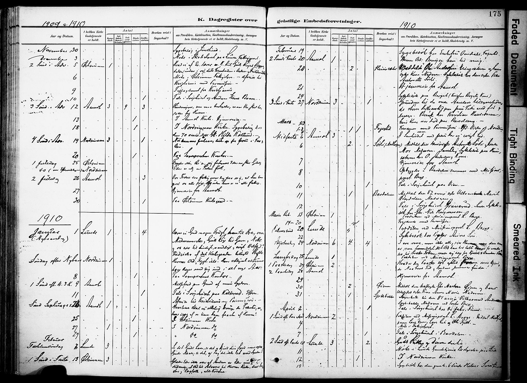 Nordre Land prestekontor, SAH/PREST-124/H/Ha/Haa/L0006: Parish register (official) no. 6, 1897-1914, p. 175
