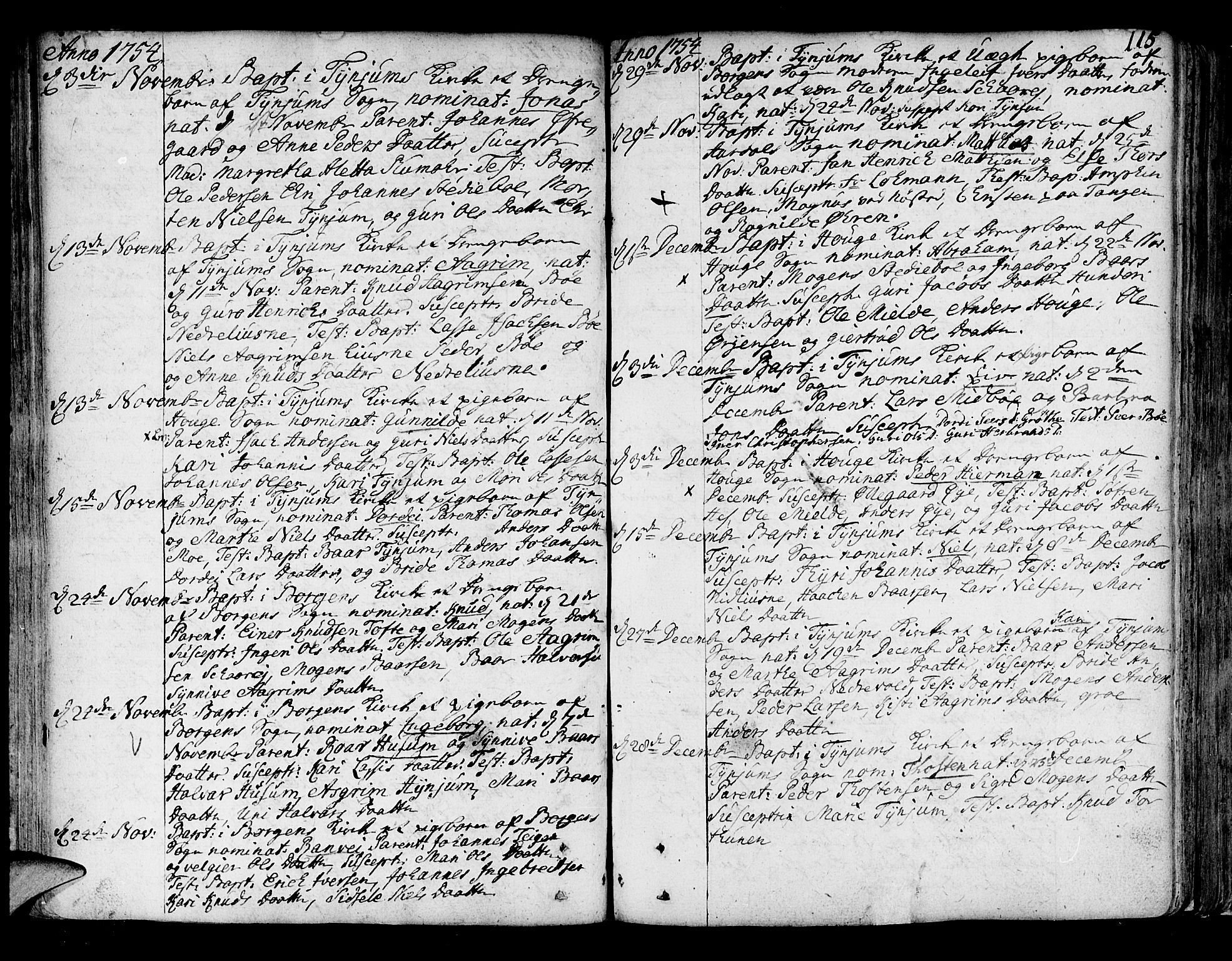 Lærdal sokneprestembete, SAB/A-81201: Parish register (official) no. A 2, 1752-1782, p. 115