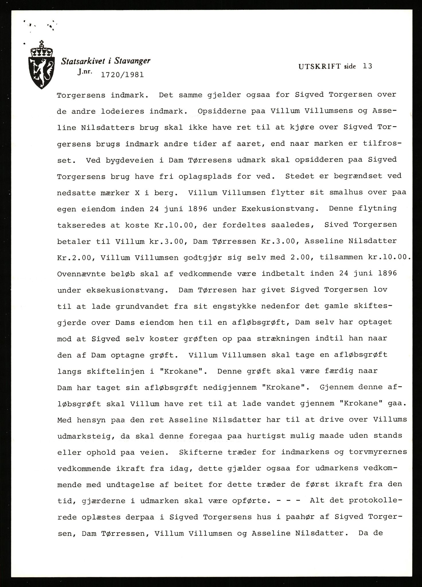 Statsarkivet i Stavanger, SAST/A-101971/03/Y/Yj/L0018: Avskrifter sortert etter gårdsnavn: Engelsvold - Espevold nedre, 1750-1930, p. 181
