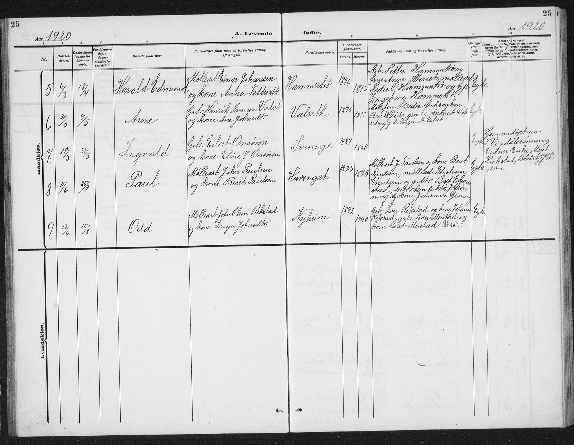 Ministerialprotokoller, klokkerbøker og fødselsregistre - Sør-Trøndelag, SAT/A-1456/666/L0791: Parish register (copy) no. 666C04, 1909-1939, p. 25