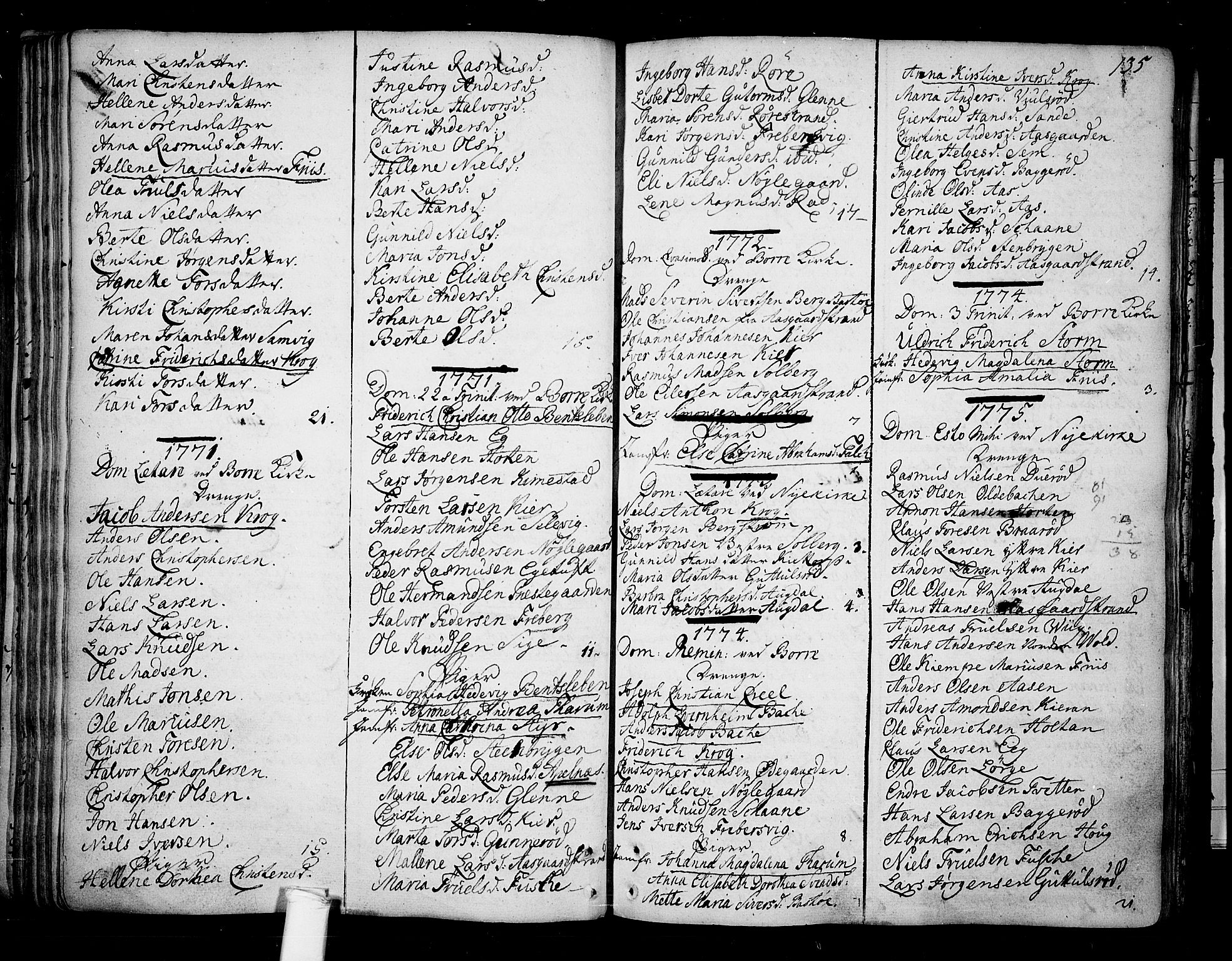 Borre kirkebøker, SAKO/A-338/F/Fa/L0002: Parish register (official) no. I 2, 1752-1806, p. 135