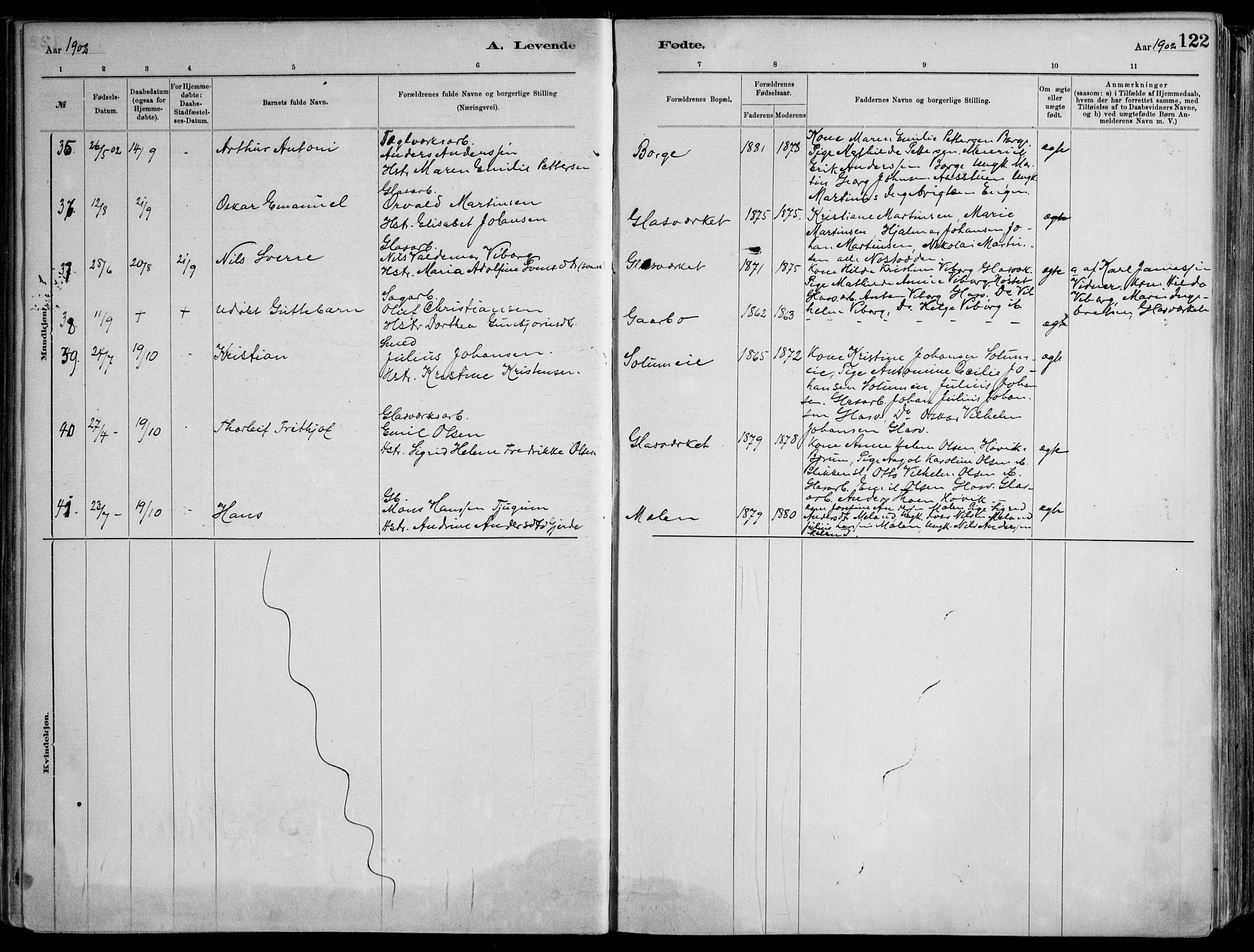 Skoger kirkebøker, AV/SAKO-A-59/F/Fa/L0006: Parish register (official) no. I 6, 1885-1910, p. 122