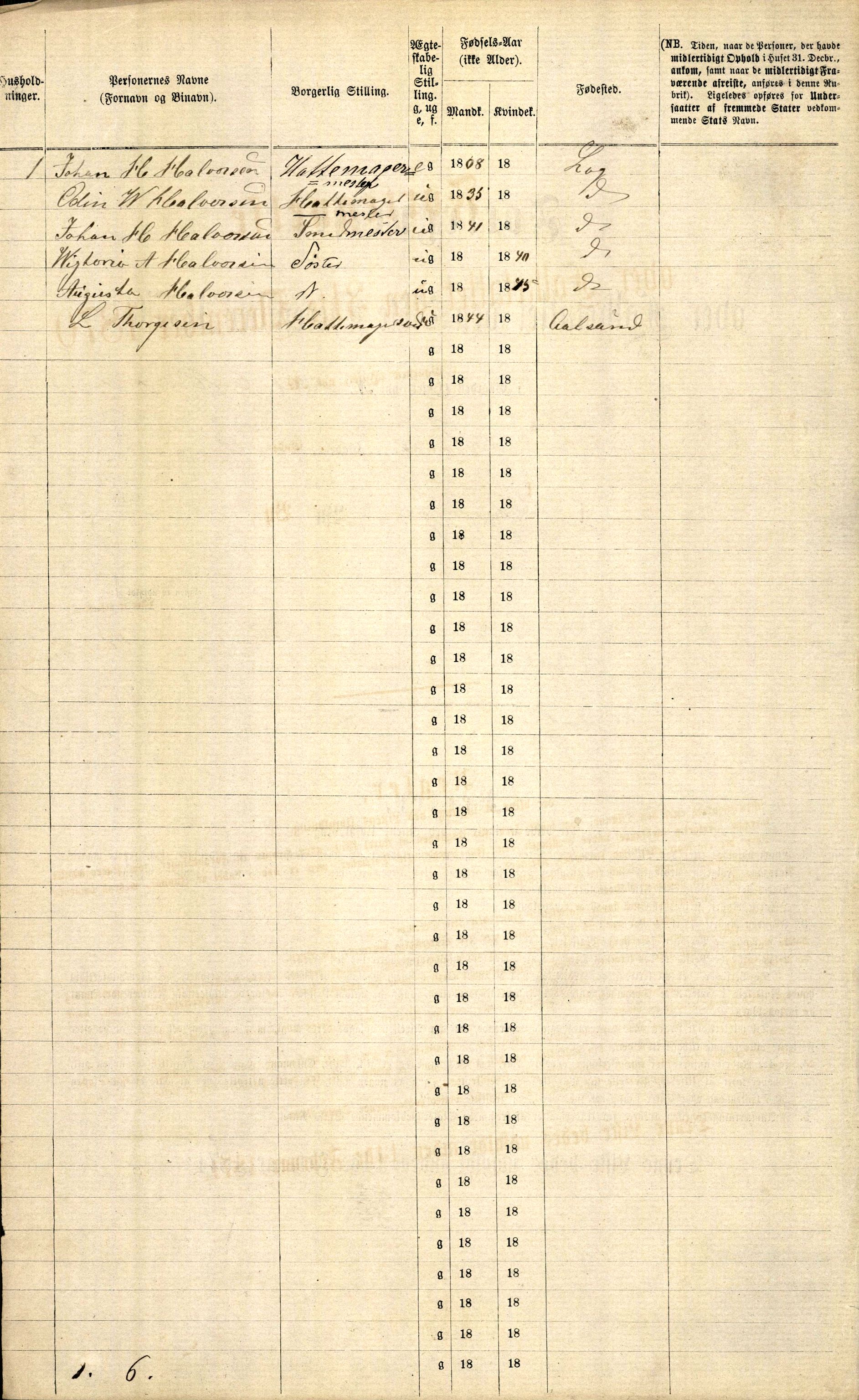 RA, 1870 census for 0707 Larvik, 1870, p. 212