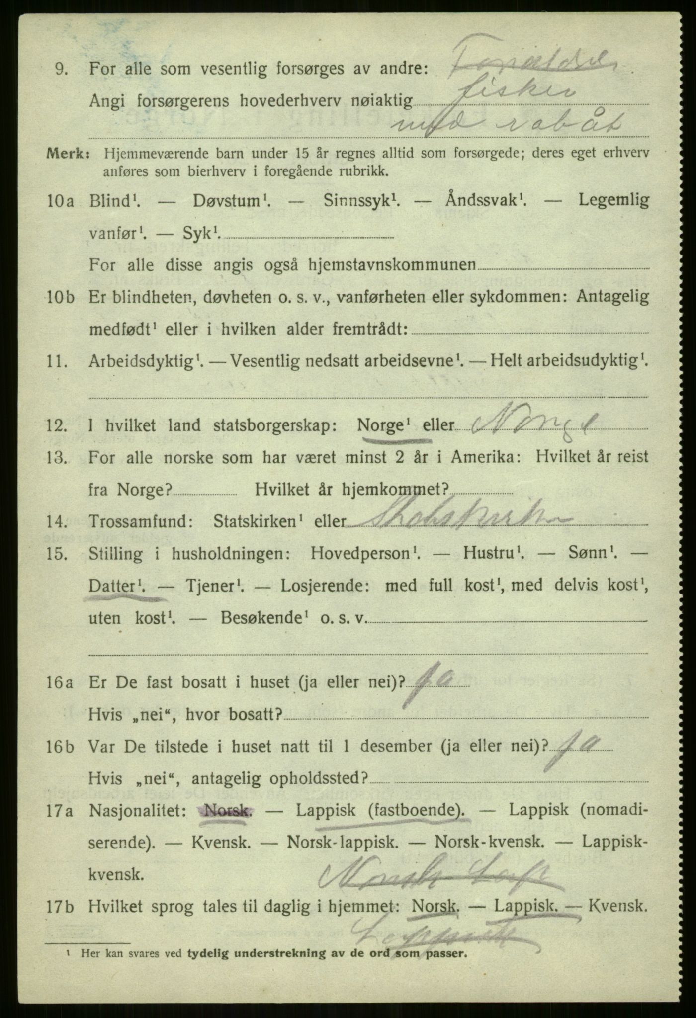 SATØ, 1920 census for Lyngen, 1920, p. 4064