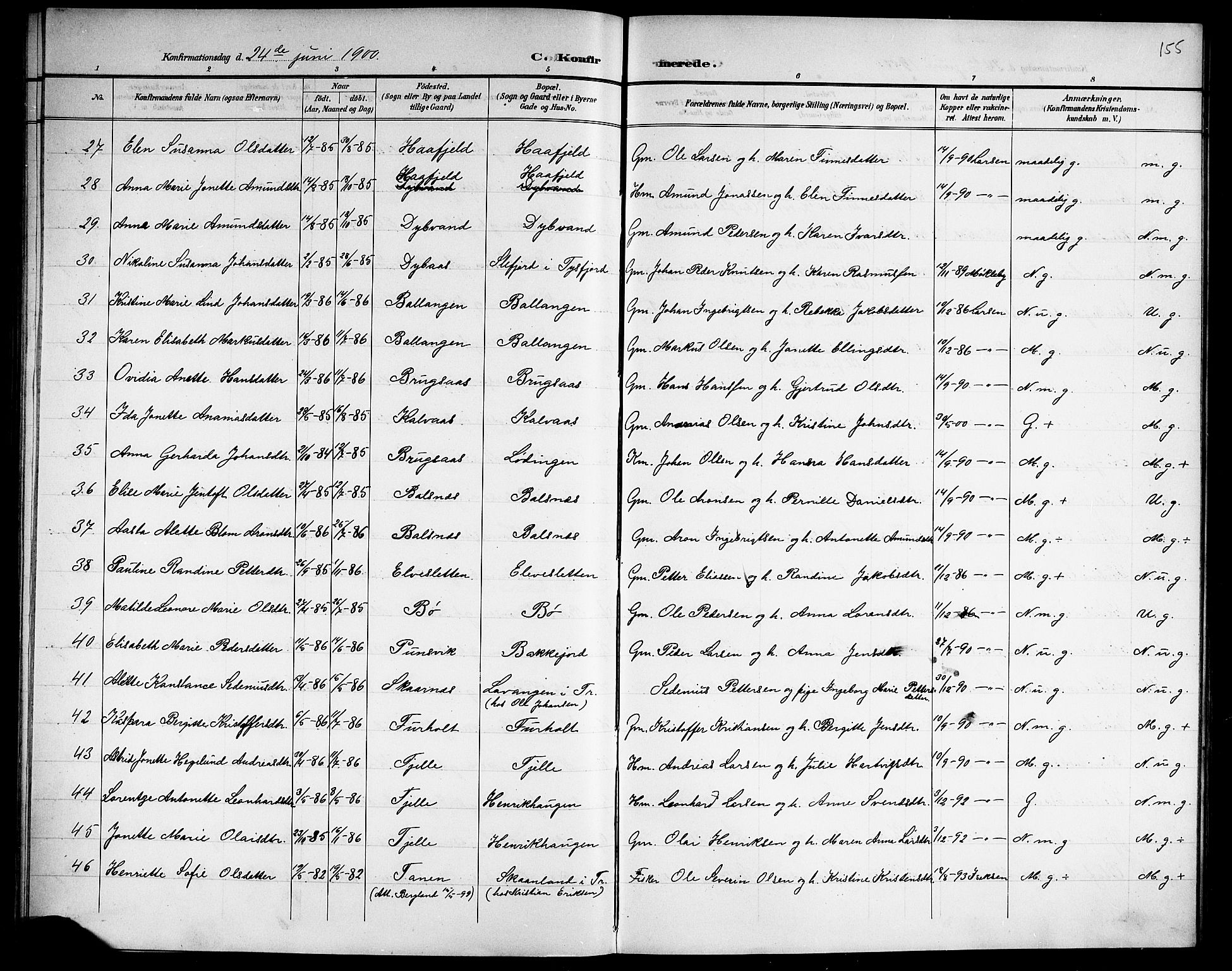 Ministerialprotokoller, klokkerbøker og fødselsregistre - Nordland, AV/SAT-A-1459/863/L0915: Parish register (copy) no. 863C05, 1898-1907, p. 155