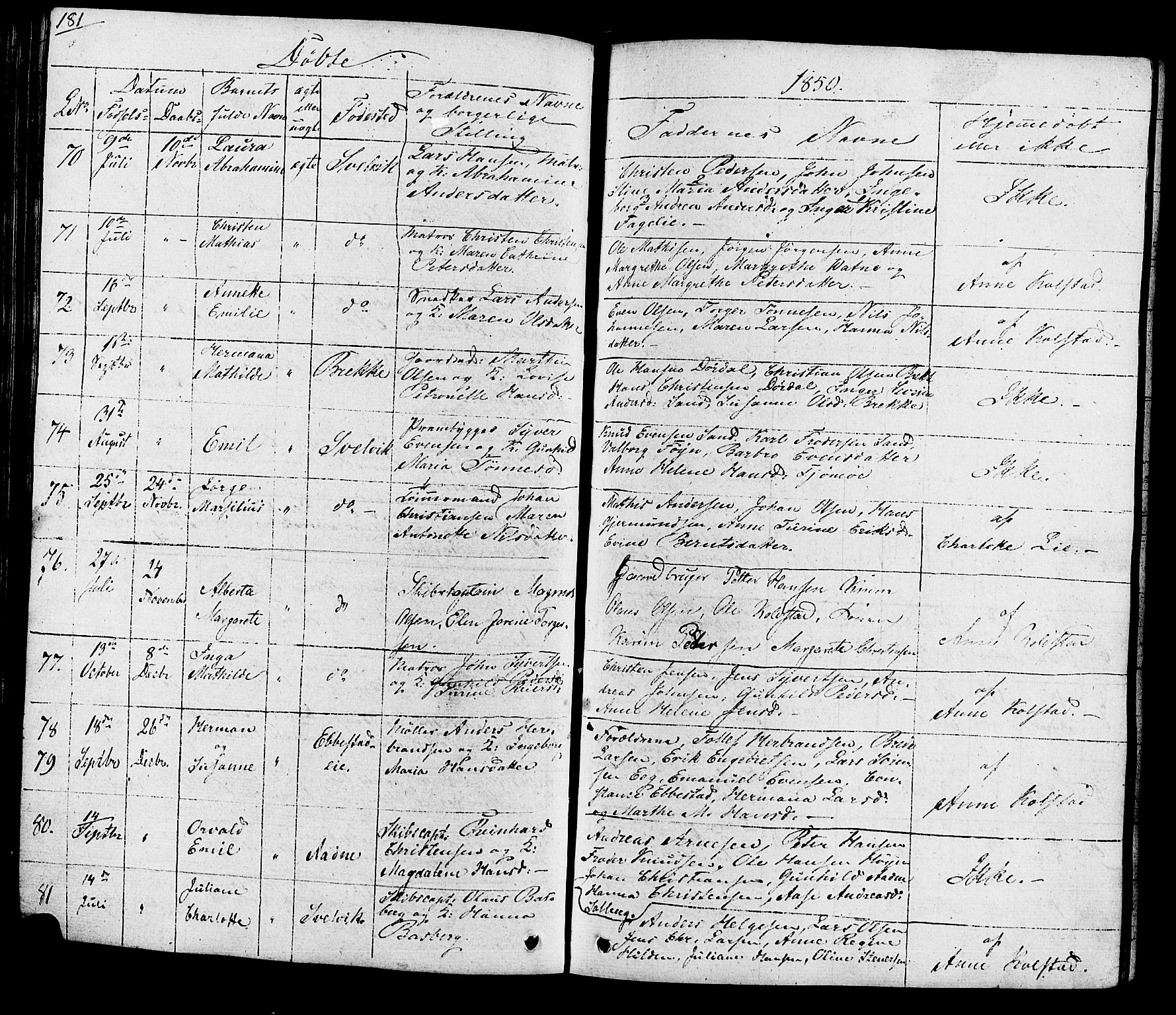 Hurum kirkebøker, SAKO/A-229/G/Ga/L0002: Parish register (copy) no. I 2, 1827-1857, p. 181