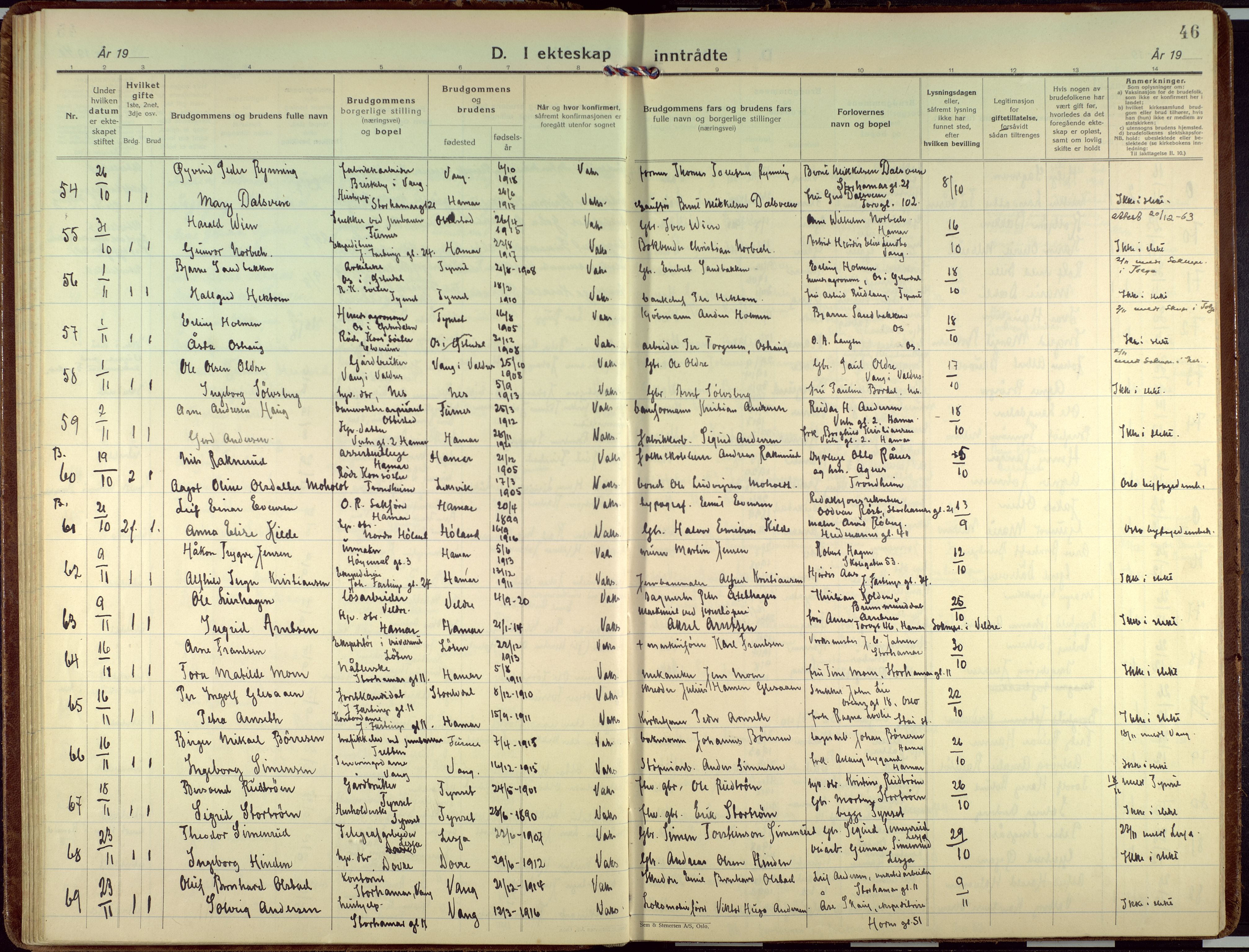 Hamar prestekontor, SAH/DOMPH-002/H/Ha/Haa/L0006: Parish register (official) no. 6, 1931-1953, p. 46