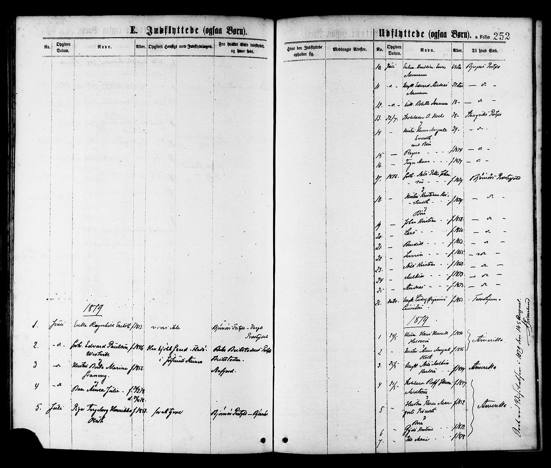 Ministerialprotokoller, klokkerbøker og fødselsregistre - Sør-Trøndelag, AV/SAT-A-1456/655/L0679: Parish register (official) no. 655A08, 1873-1879, p. 252