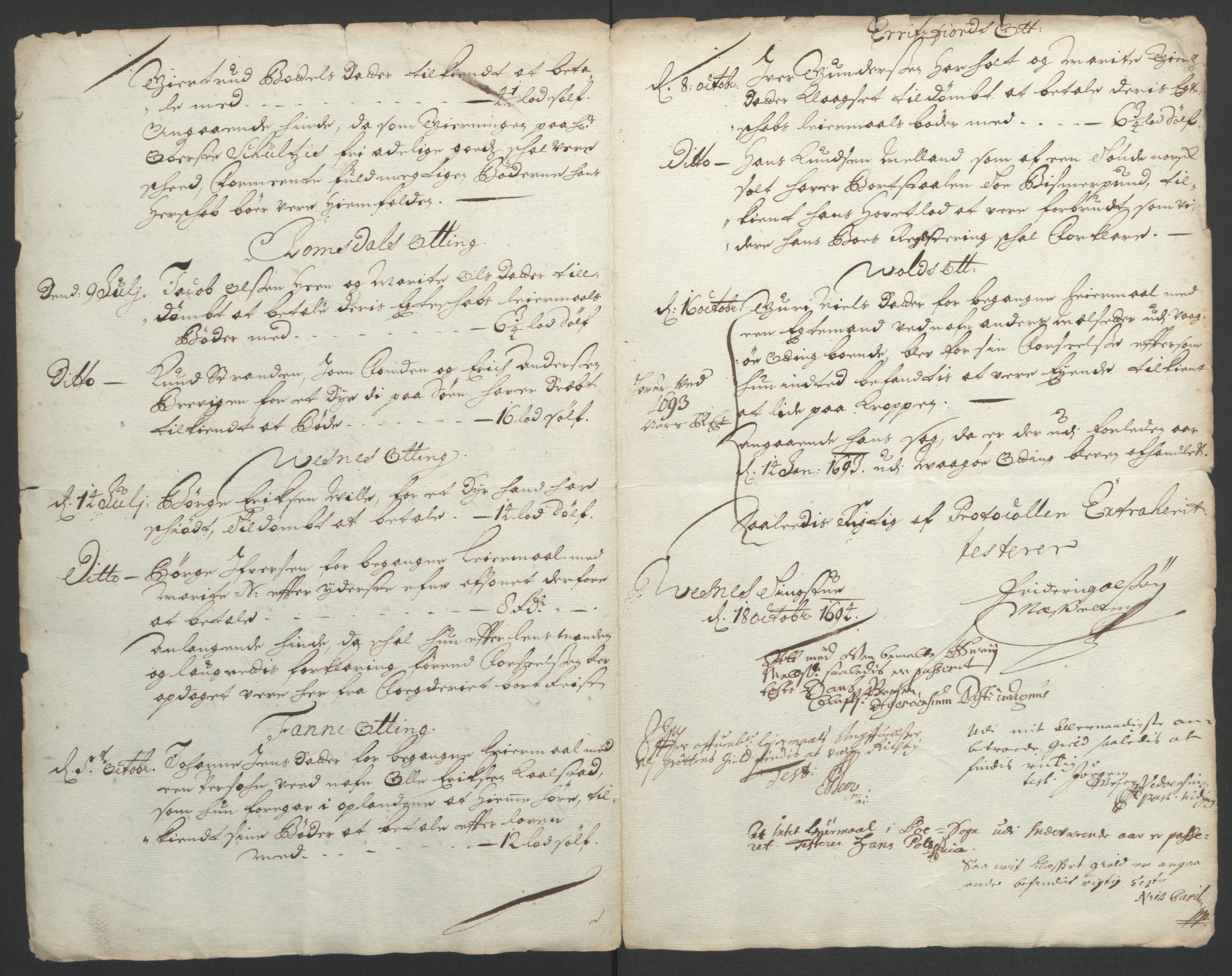 Rentekammeret inntil 1814, Reviderte regnskaper, Fogderegnskap, RA/EA-4092/R55/L3651: Fogderegnskap Romsdal, 1693-1694, p. 284