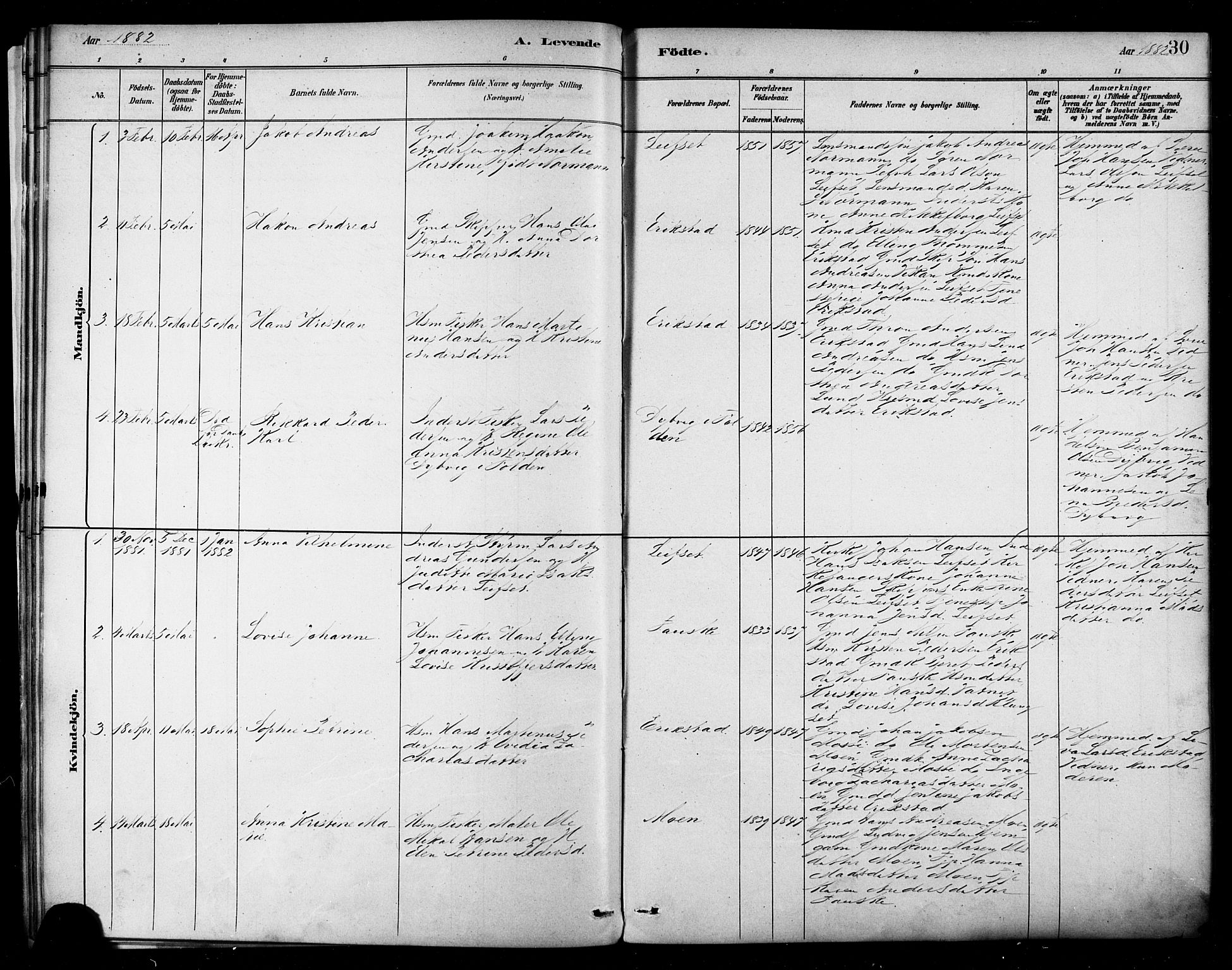 Ministerialprotokoller, klokkerbøker og fødselsregistre - Nordland, AV/SAT-A-1459/849/L0689: Parish register (official) no. 849A01, 1879-1889, p. 30