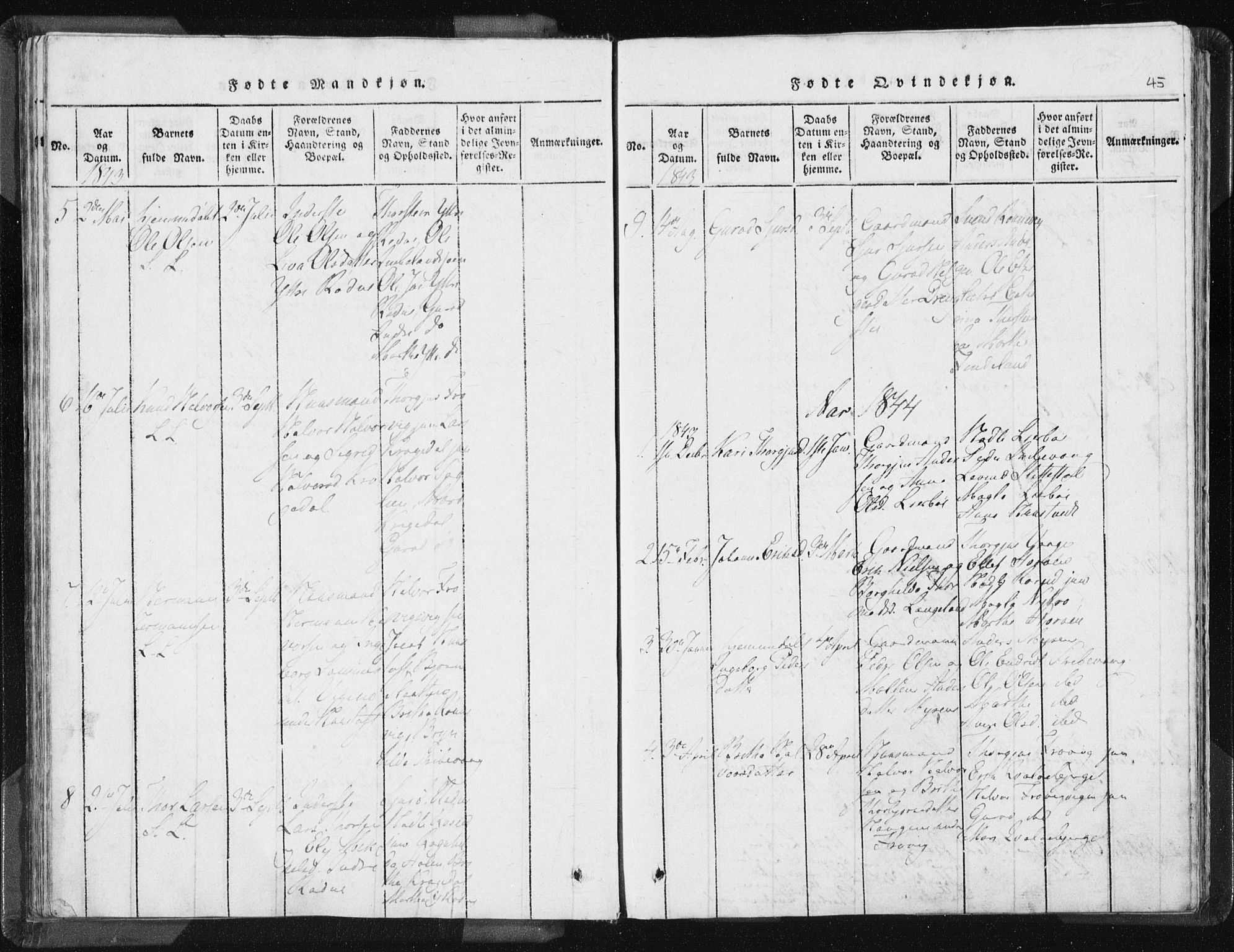 Vikedal sokneprestkontor, AV/SAST-A-101840/01/IV: Parish register (official) no. A 5, 1817-1850, p. 45