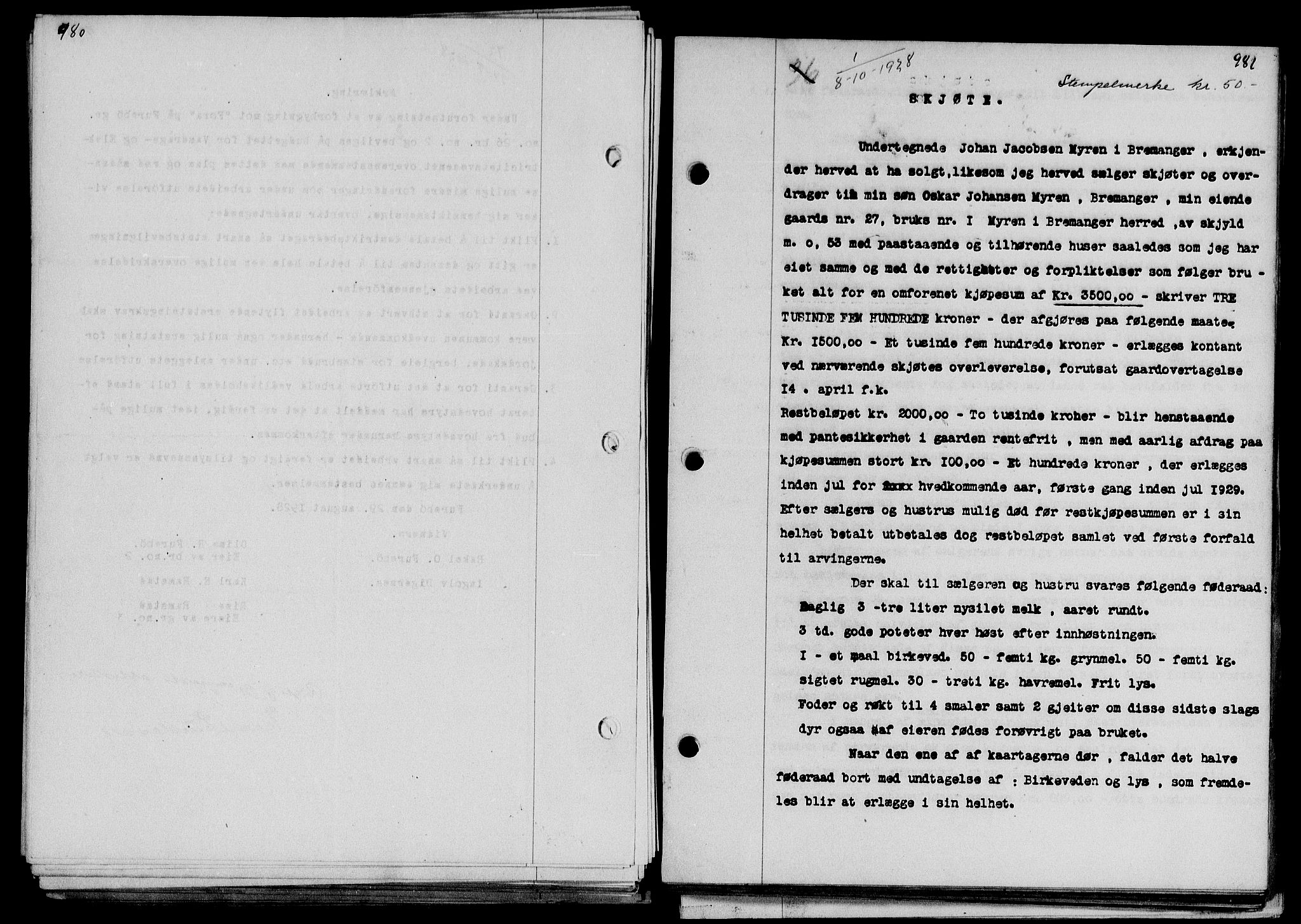 Sunnfjord tingrett, SAB/A-3201/1/G/Gb/Gba/L0048: Mortgage book no. II.B.48, 1928-1928, Deed date: 08.10.1928