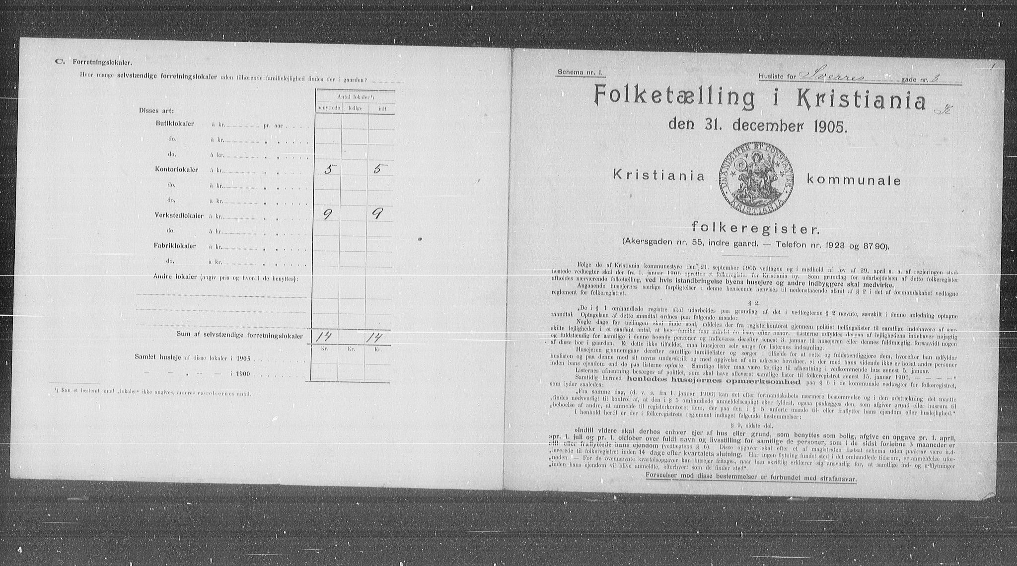 OBA, Municipal Census 1905 for Kristiania, 1905, p. 55362