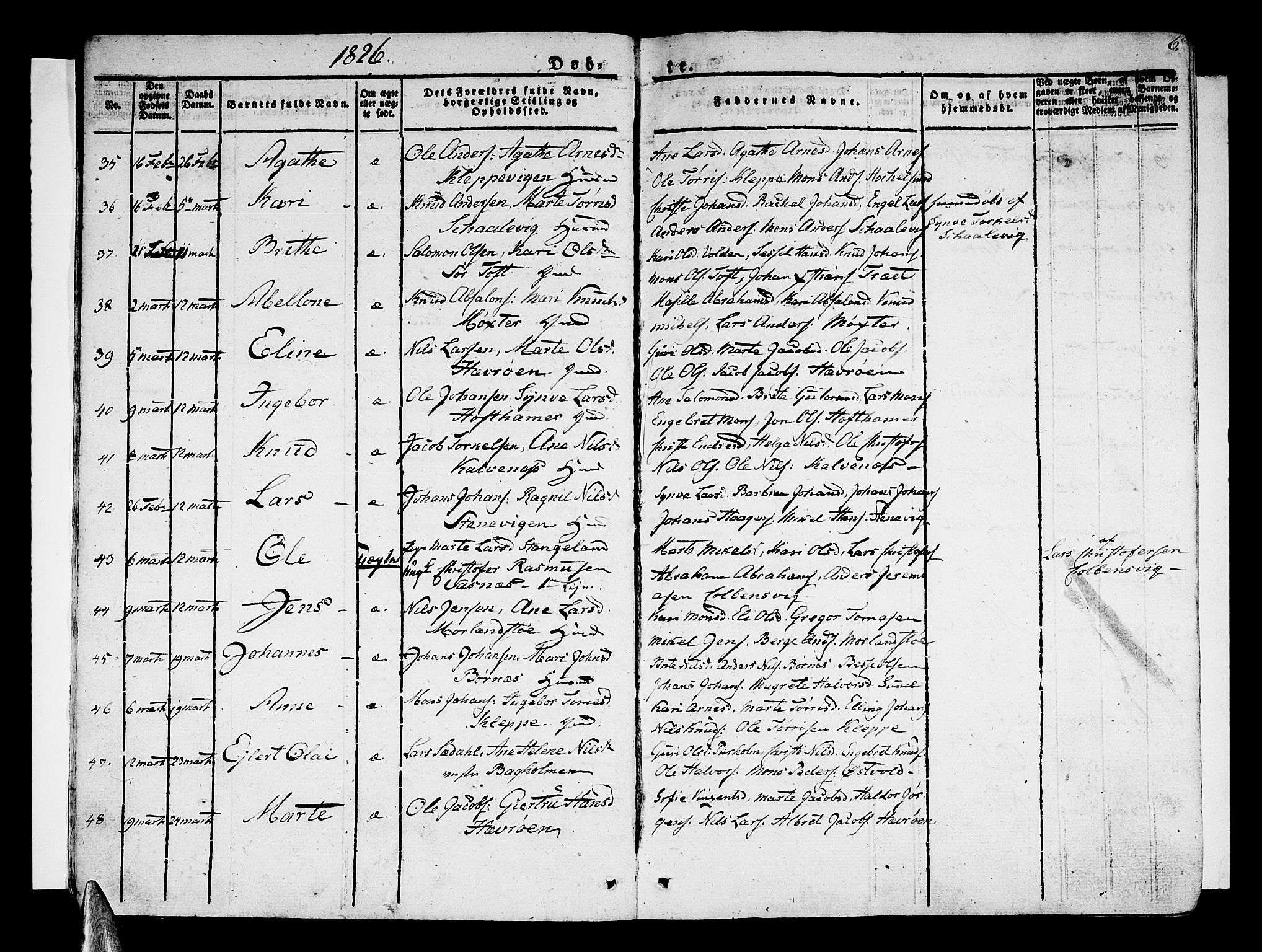 Sund sokneprestembete, AV/SAB-A-99930: Parish register (official) no. A 12, 1825-1835, p. 6