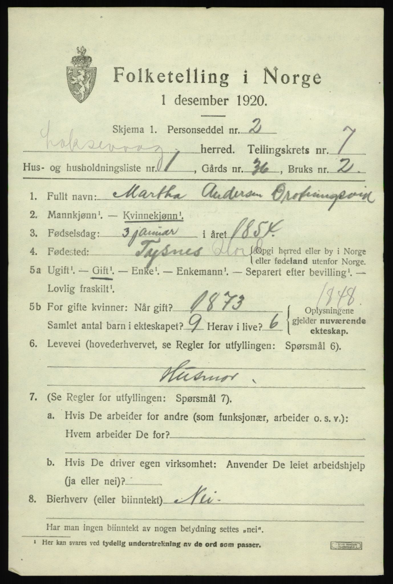 SAB, 1920 census for Laksevåg, 1920, p. 18026