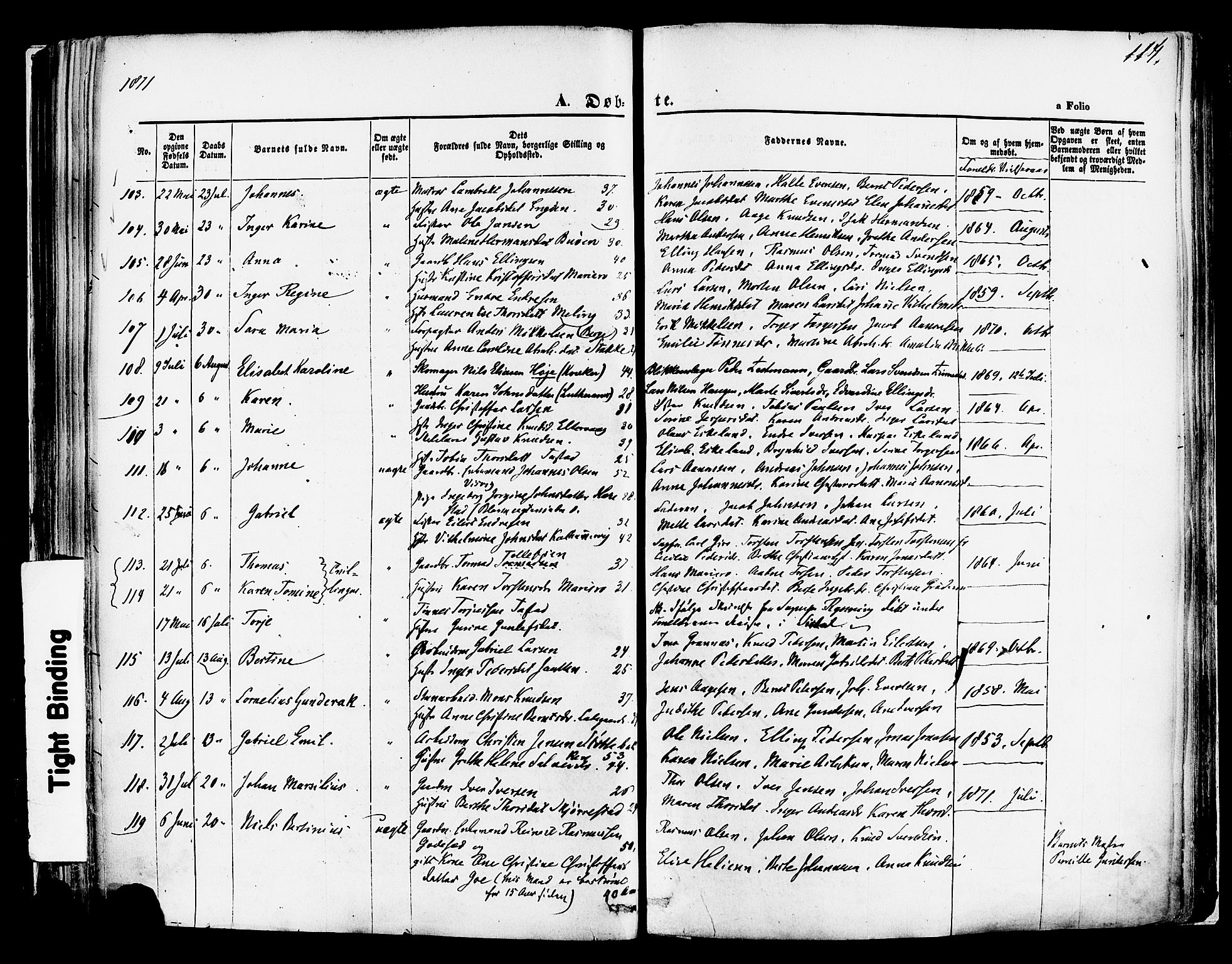 Hetland sokneprestkontor, SAST/A-101826/30/30BA/L0003: Parish register (official) no. A 3, 1862-1876, p. 117