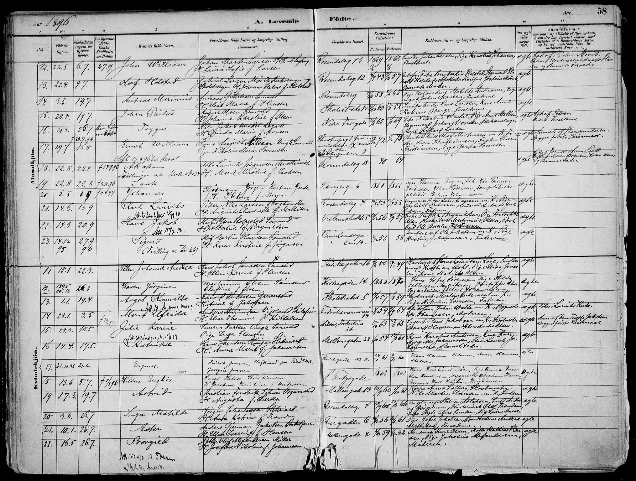 Larvik kirkebøker, AV/SAKO-A-352/F/Fb/L0004: Parish register (official) no. II 4, 1884-1902, p. 58