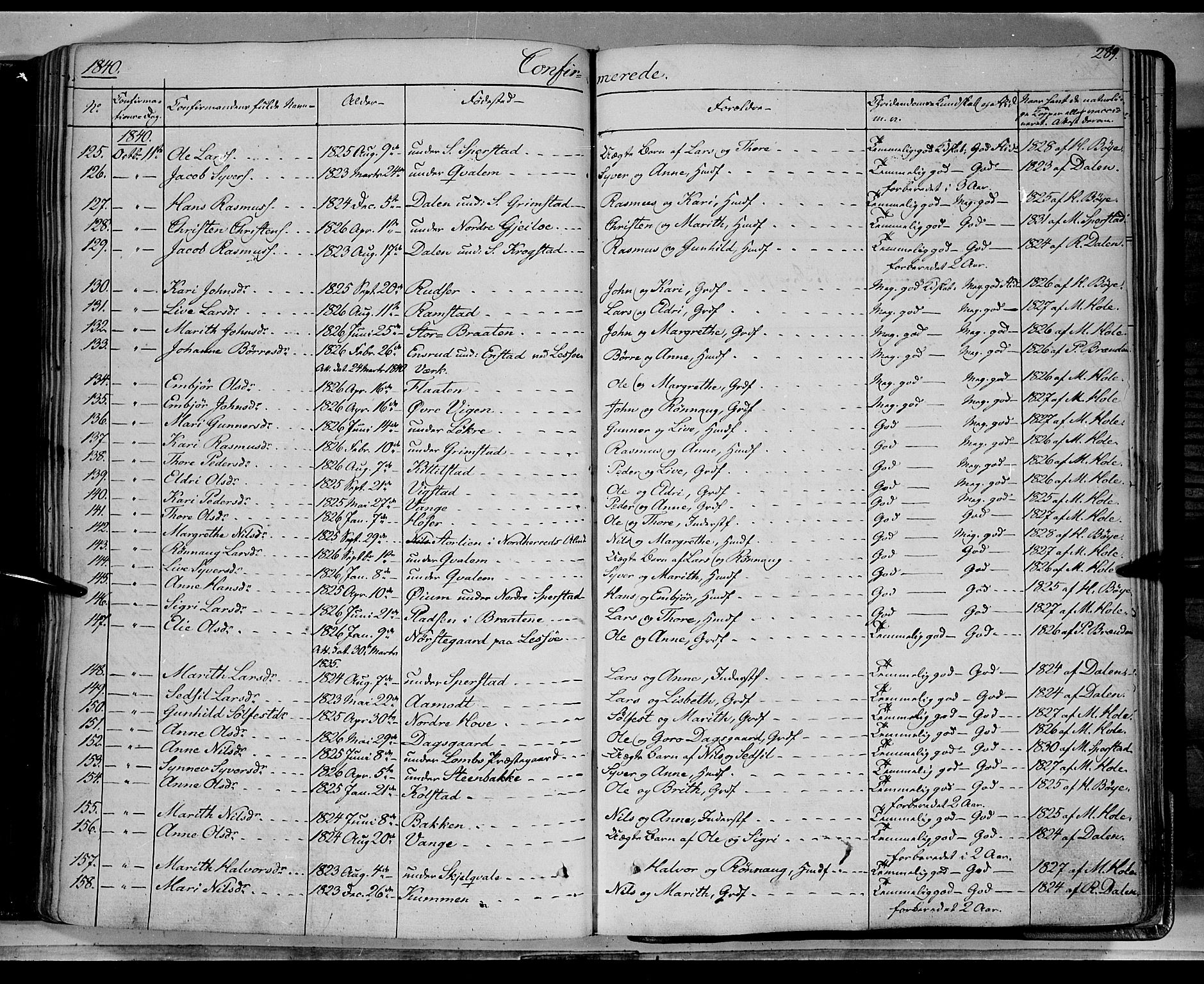 Lom prestekontor, AV/SAH-PREST-070/K/L0006: Parish register (official) no. 6A, 1837-1863, p. 289