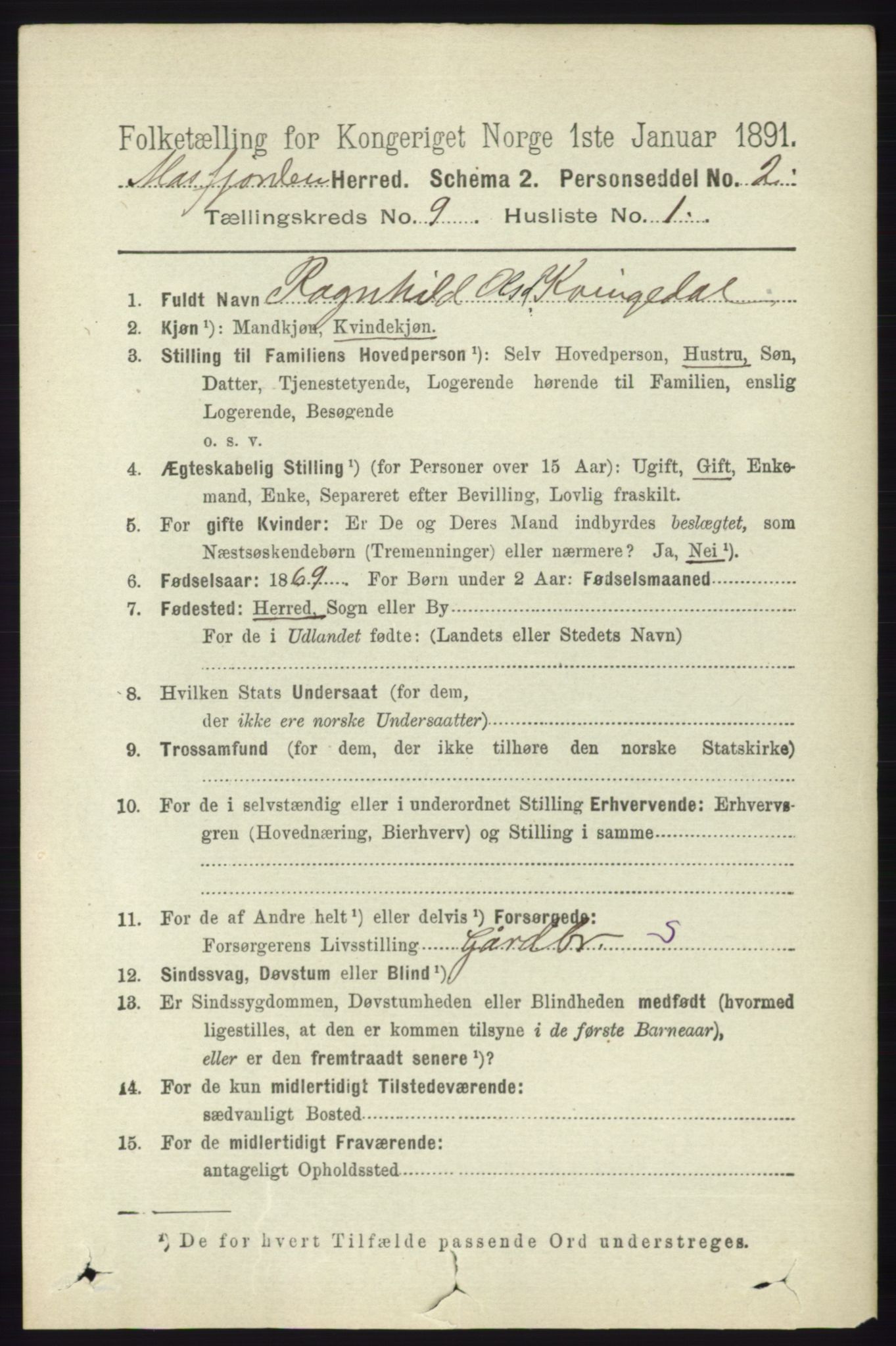 RA, 1891 census for 1266 Masfjorden, 1891, p. 1727