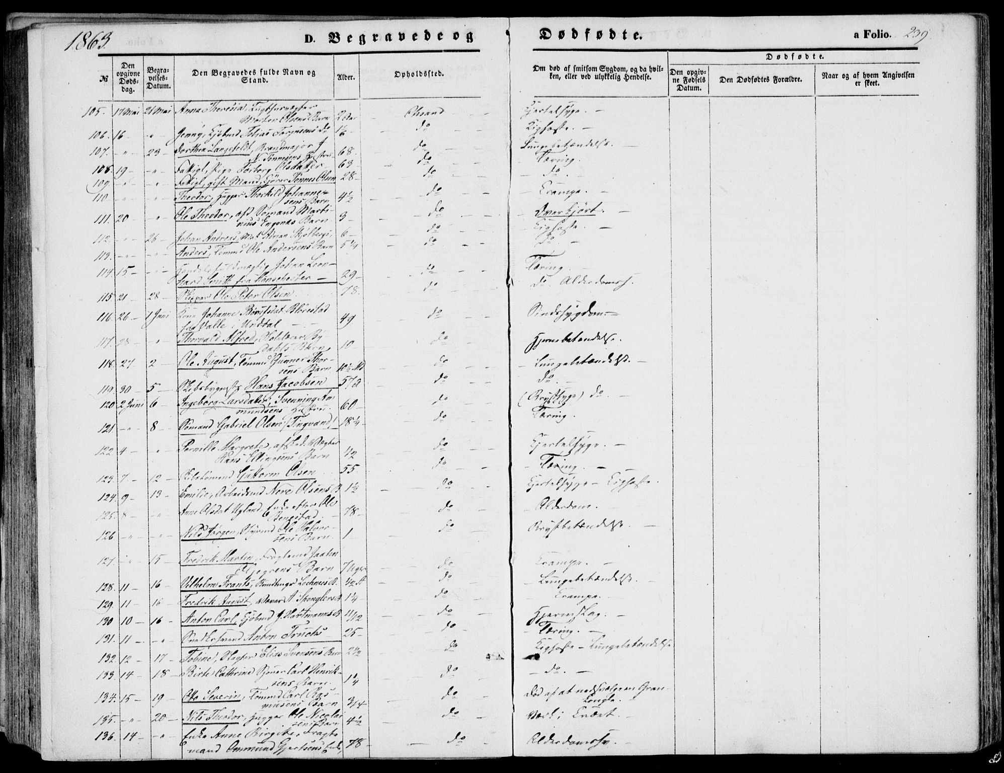 Kristiansand domprosti, SAK/1112-0006/F/Fb/L0012: Parish register (copy) no. B 12, 1861-1870, p. 239