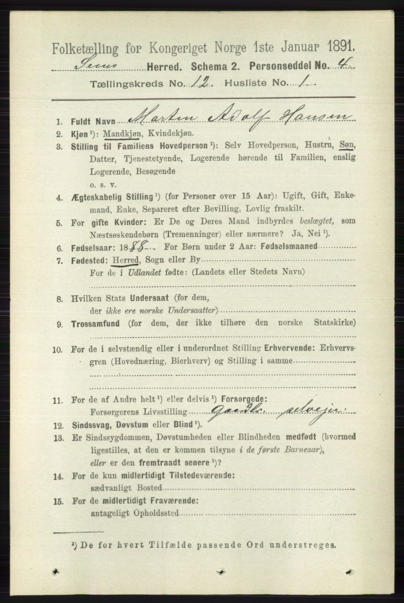 RA, 1891 census for 0721 Sem, 1891, p. 5759