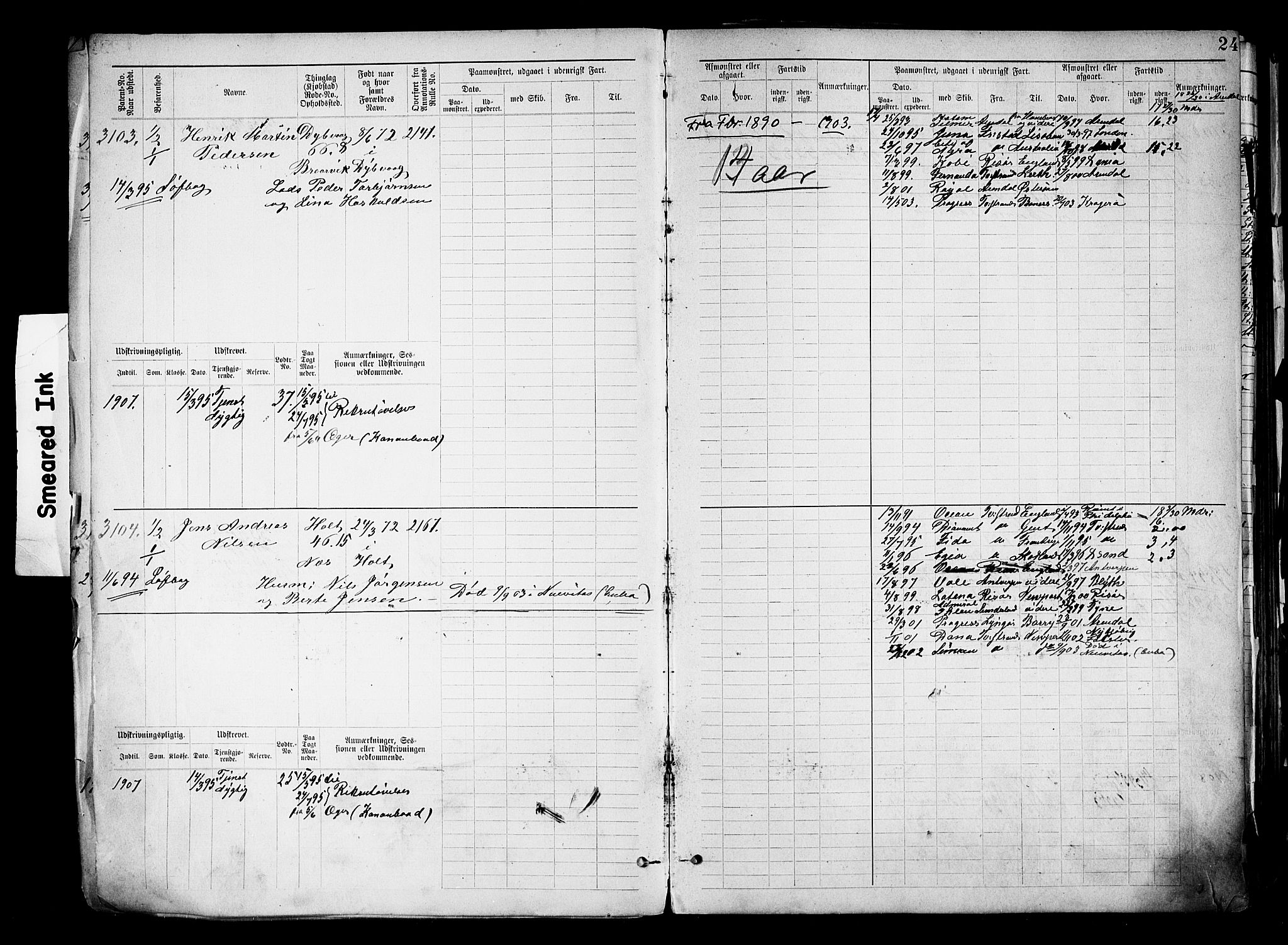 Tvedestrand mønstringskrets, SAK/2031-0011/F/Fb/L0019: Hovedrulle nr 3057-3818, U-35, 1892-1906, p. 28