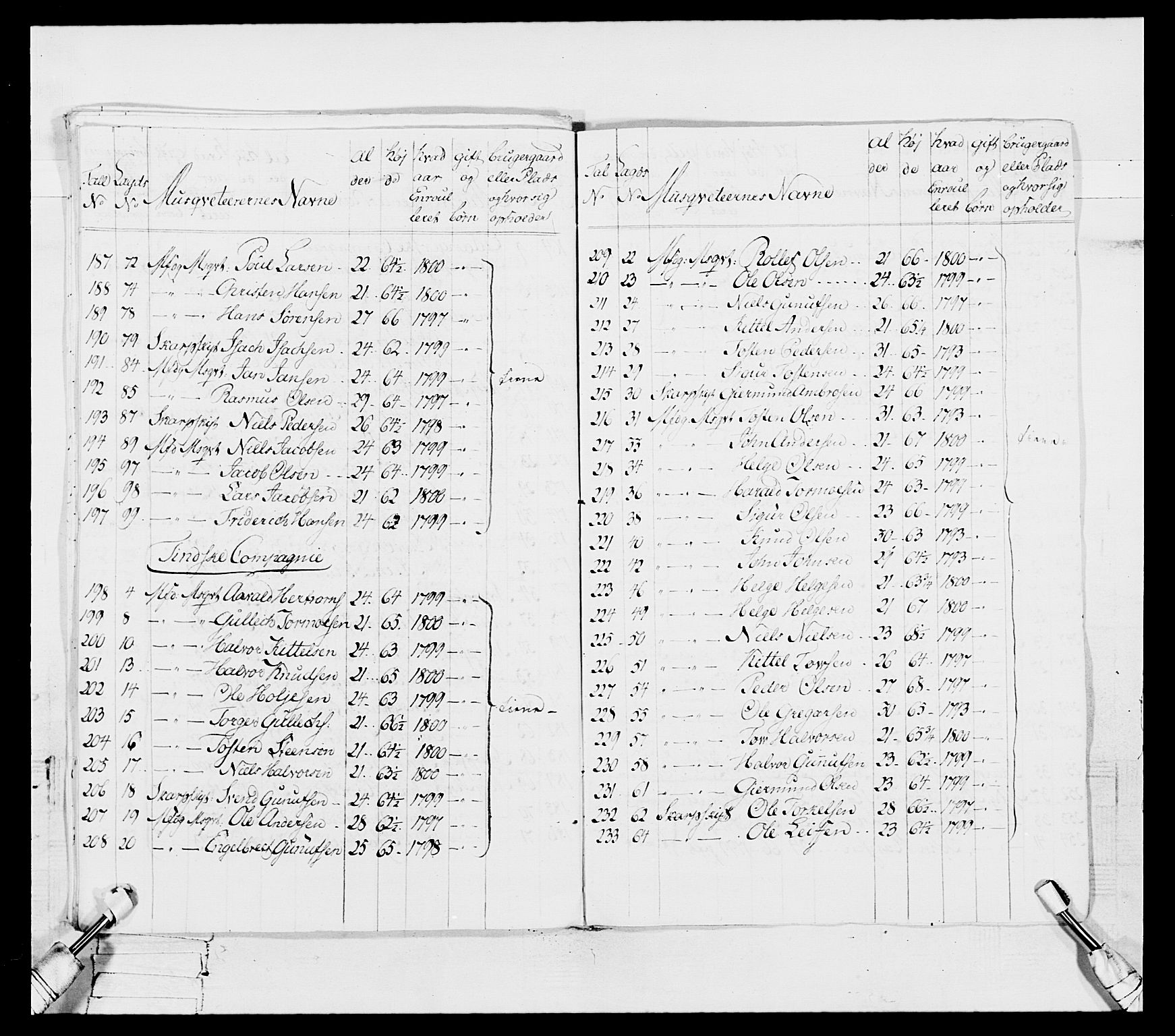 Generalitets- og kommissariatskollegiet, Det kongelige norske kommissariatskollegium, AV/RA-EA-5420/E/Eh/L0114: Telemarkske nasjonale infanteriregiment, 1789-1802, p. 171