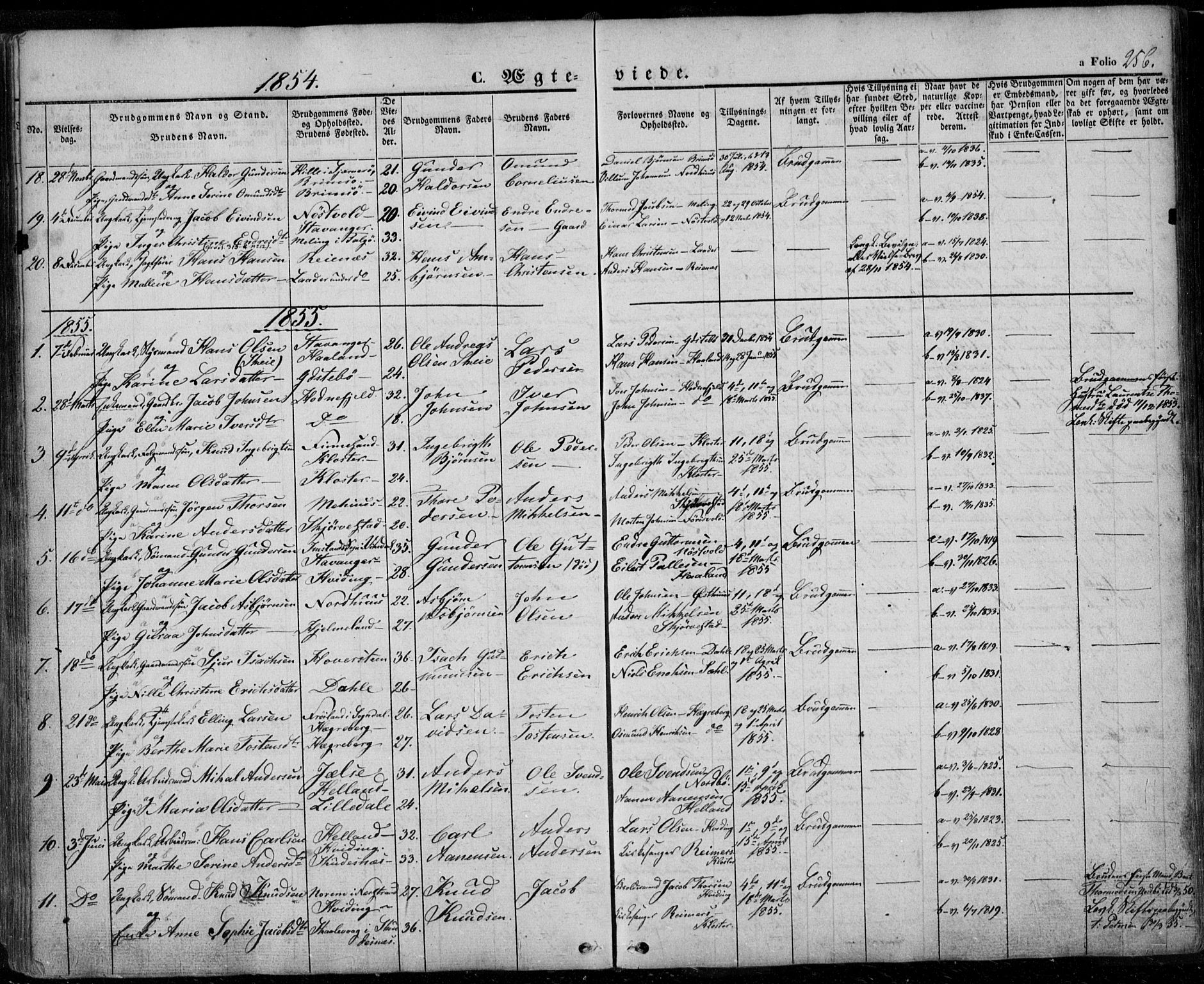 Rennesøy sokneprestkontor, SAST/A -101827/H/Ha/Haa/L0005: Parish register (official) no. A 5, 1838-1859, p. 256