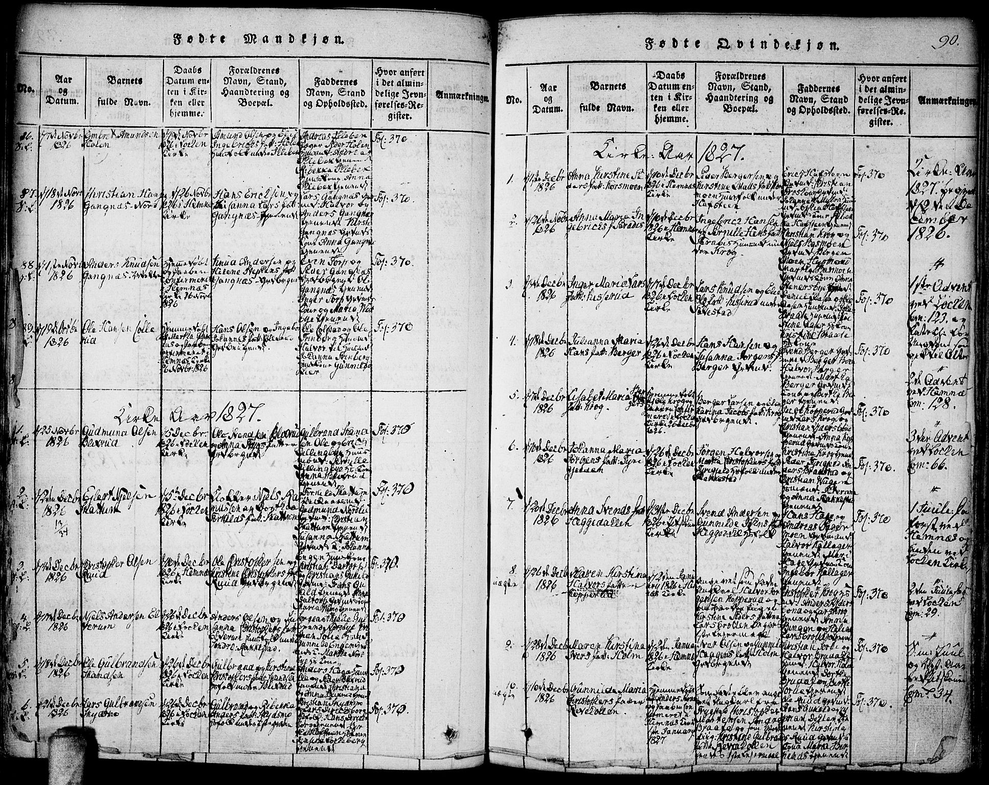 Høland prestekontor Kirkebøker, SAO/A-10346a/F/Fa/L0007: Parish register (official) no. I 7, 1814-1827, p. 90