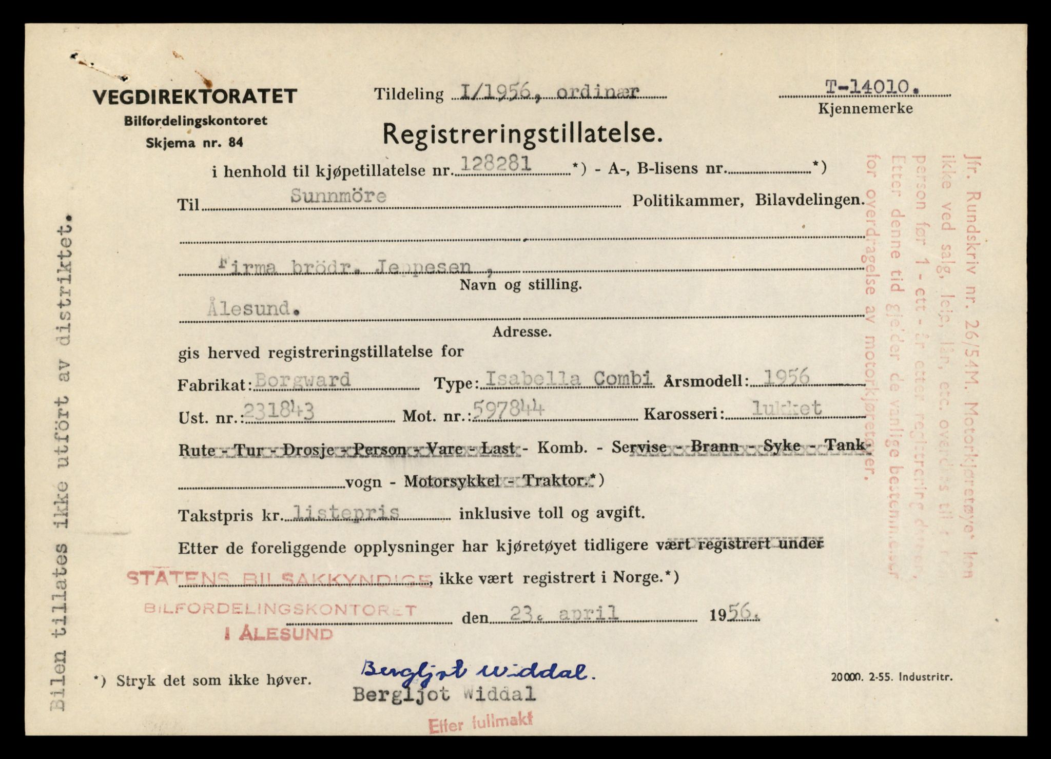 Møre og Romsdal vegkontor - Ålesund trafikkstasjon, AV/SAT-A-4099/F/Fe/L0042: Registreringskort for kjøretøy T 13906 - T 14079, 1927-1998, p. 1503