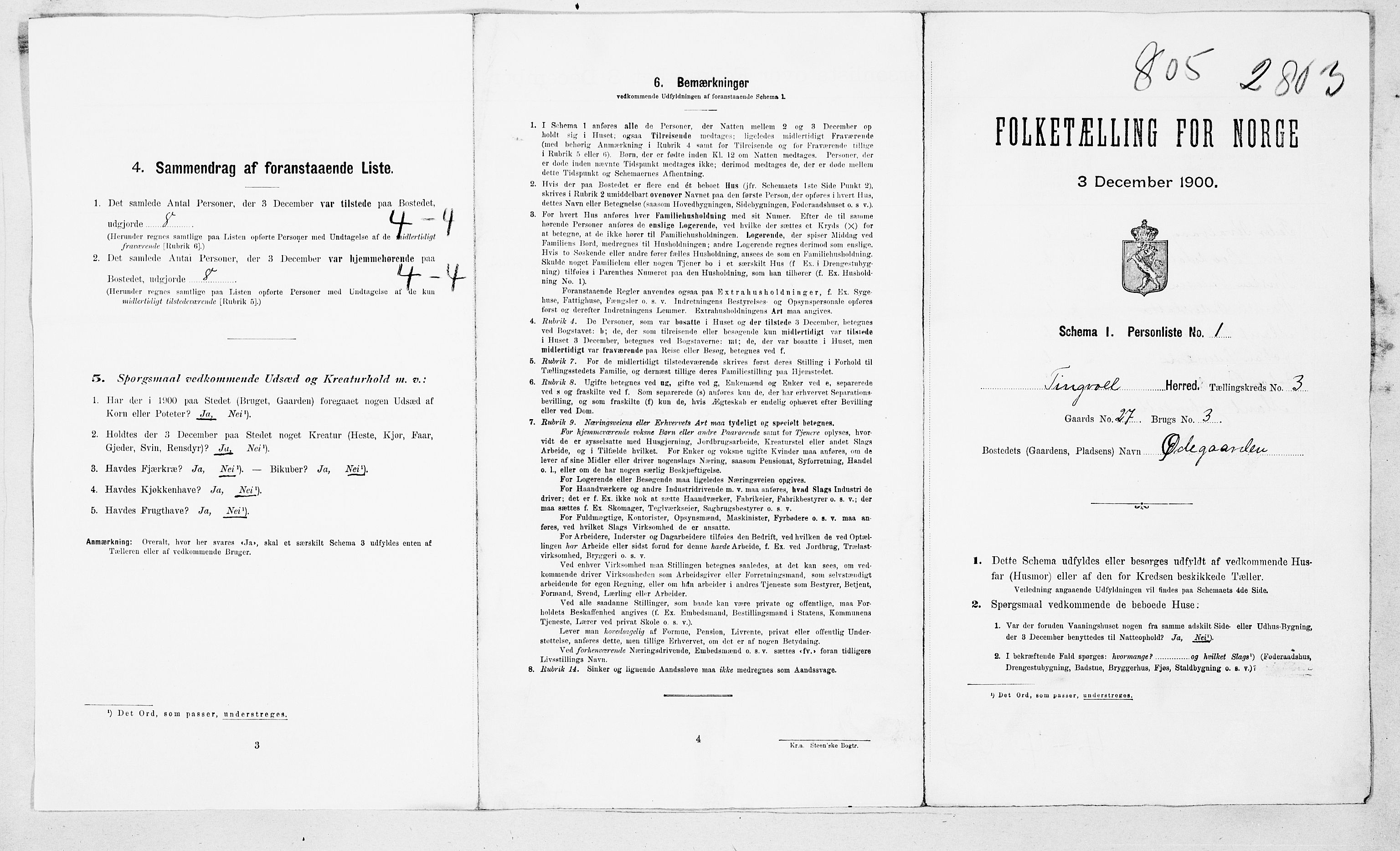 SAT, 1900 census for Tingvoll, 1900, p. 26