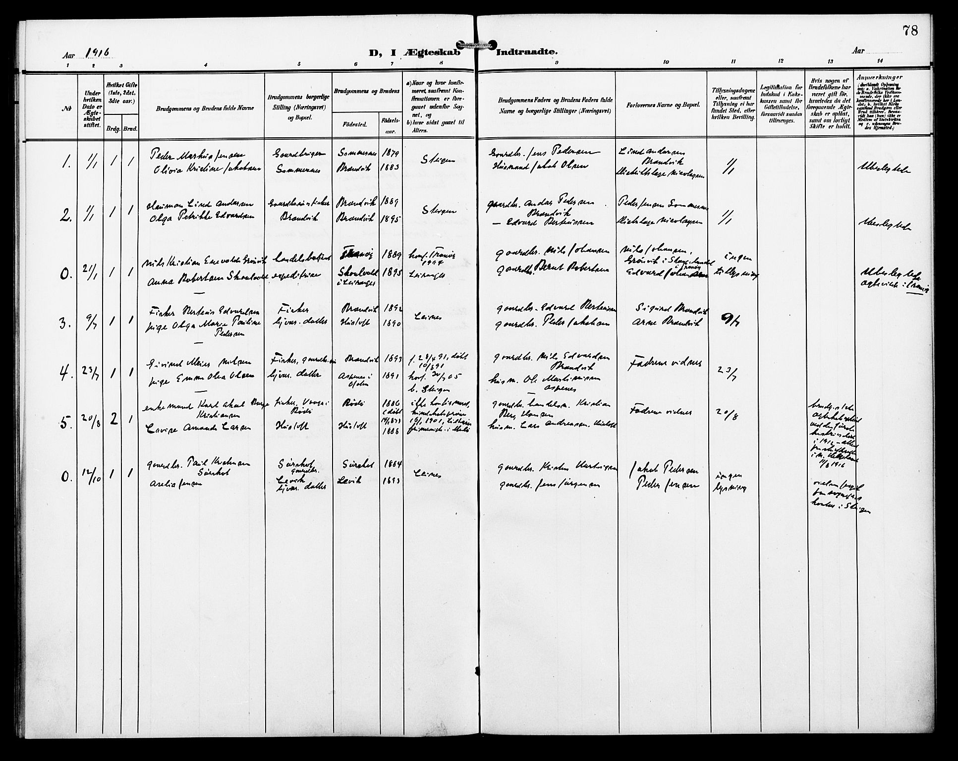 Ministerialprotokoller, klokkerbøker og fødselsregistre - Nordland, SAT/A-1459/857/L0829: Parish register (copy) no. 857C04, 1906-1916, p. 78