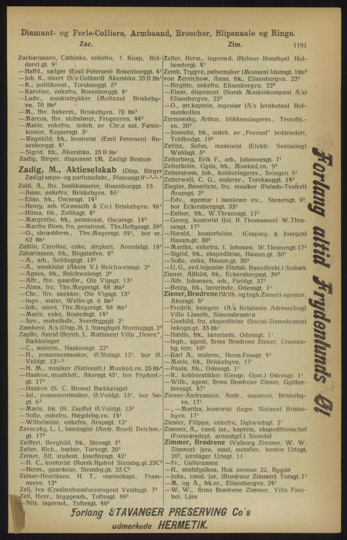 Kristiania/Oslo adressebok, PUBL/-, 1915, p. 1191