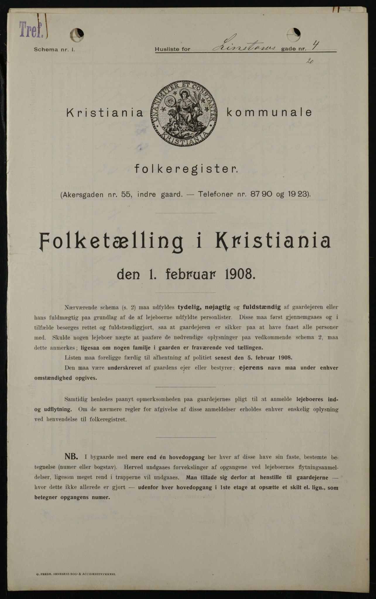 OBA, Municipal Census 1908 for Kristiania, 1908, p. 51806