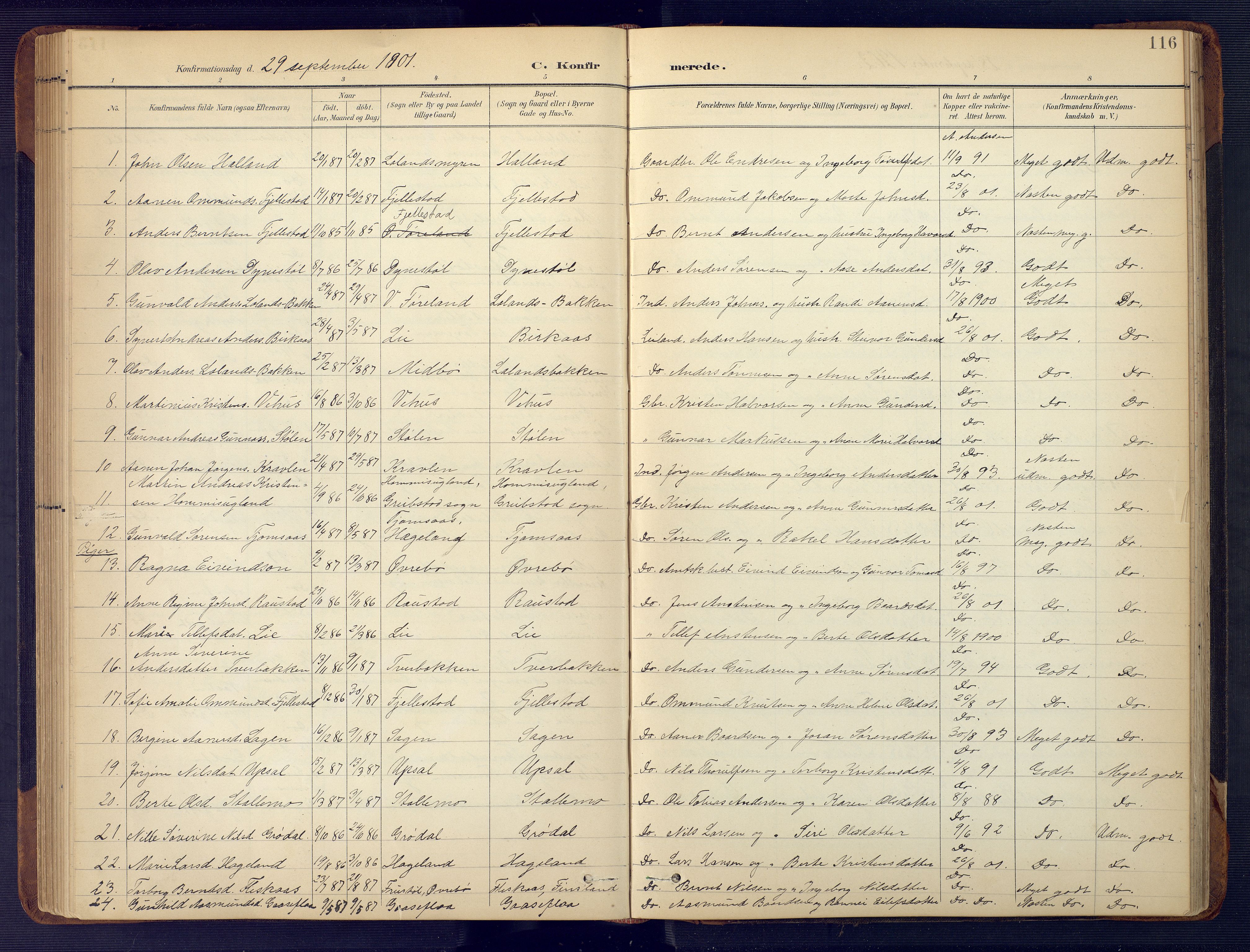 Vennesla sokneprestkontor, AV/SAK-1111-0045/Fb/Fbc/L0003: Parish register (copy) no. B 3, 1895-1946, p. 116